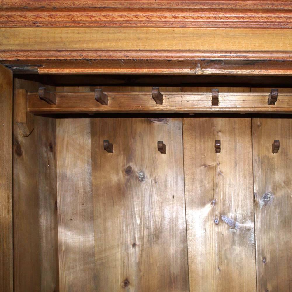 Antique Austrian Neoclassic Wardrobe Cupboard in Massive Wood Laquered Faux Wood For Sale 1