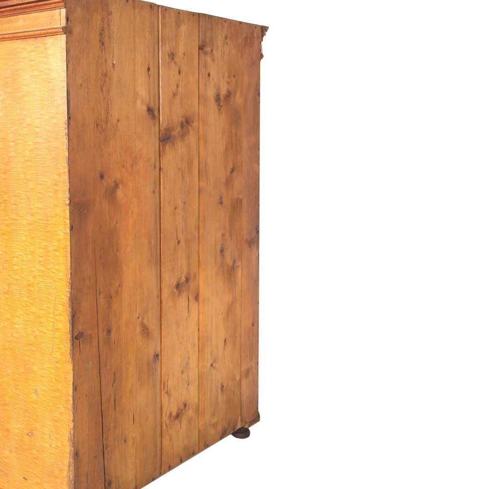 Antique Austrian Neoclassic Wardrobe Cupboard in Massive Wood Laquered Faux Wood For Sale 3