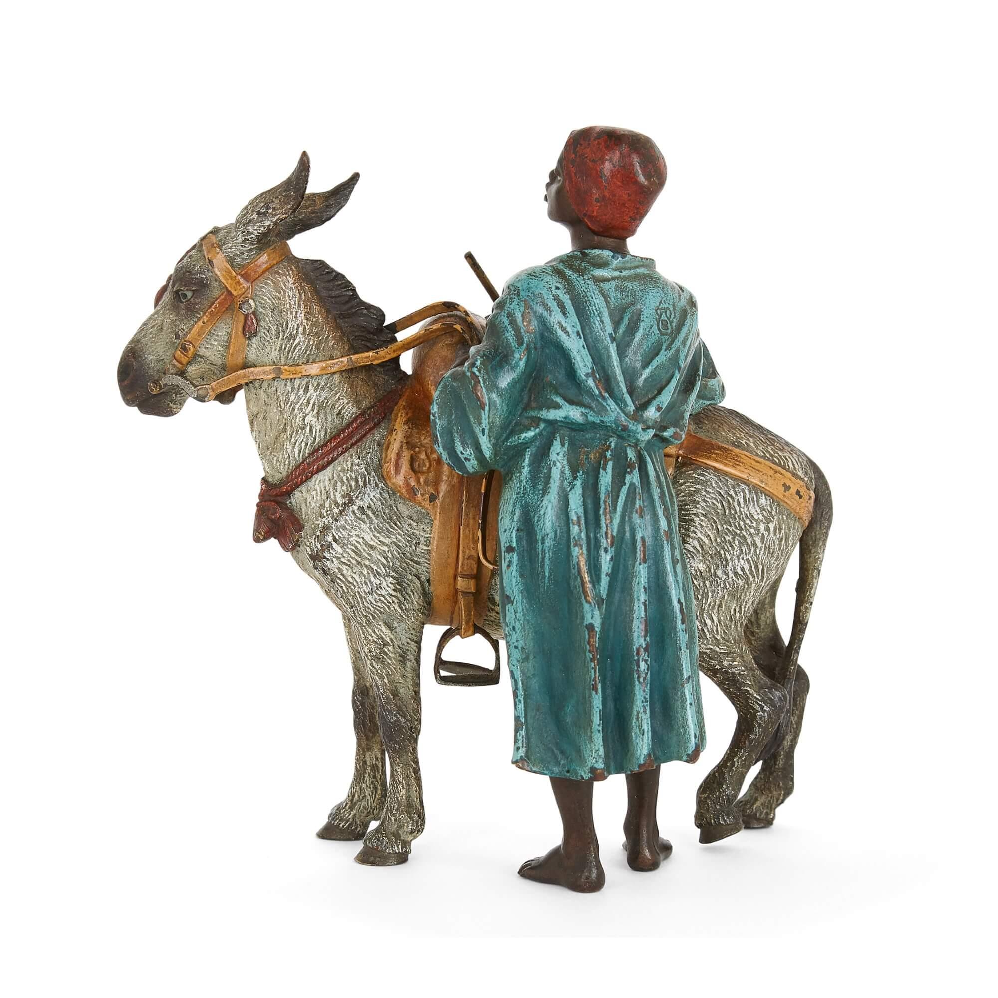 Antique Austrian Orientalist Bronze Donkey by Bergman In Good Condition For Sale In London, GB