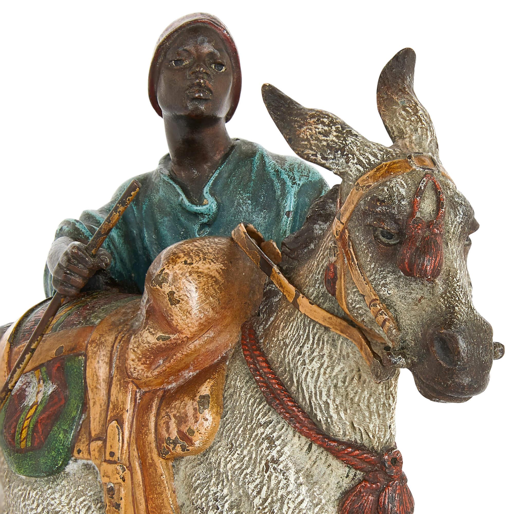 20th Century Antique Austrian Orientalist Bronze Donkey by Bergman For Sale