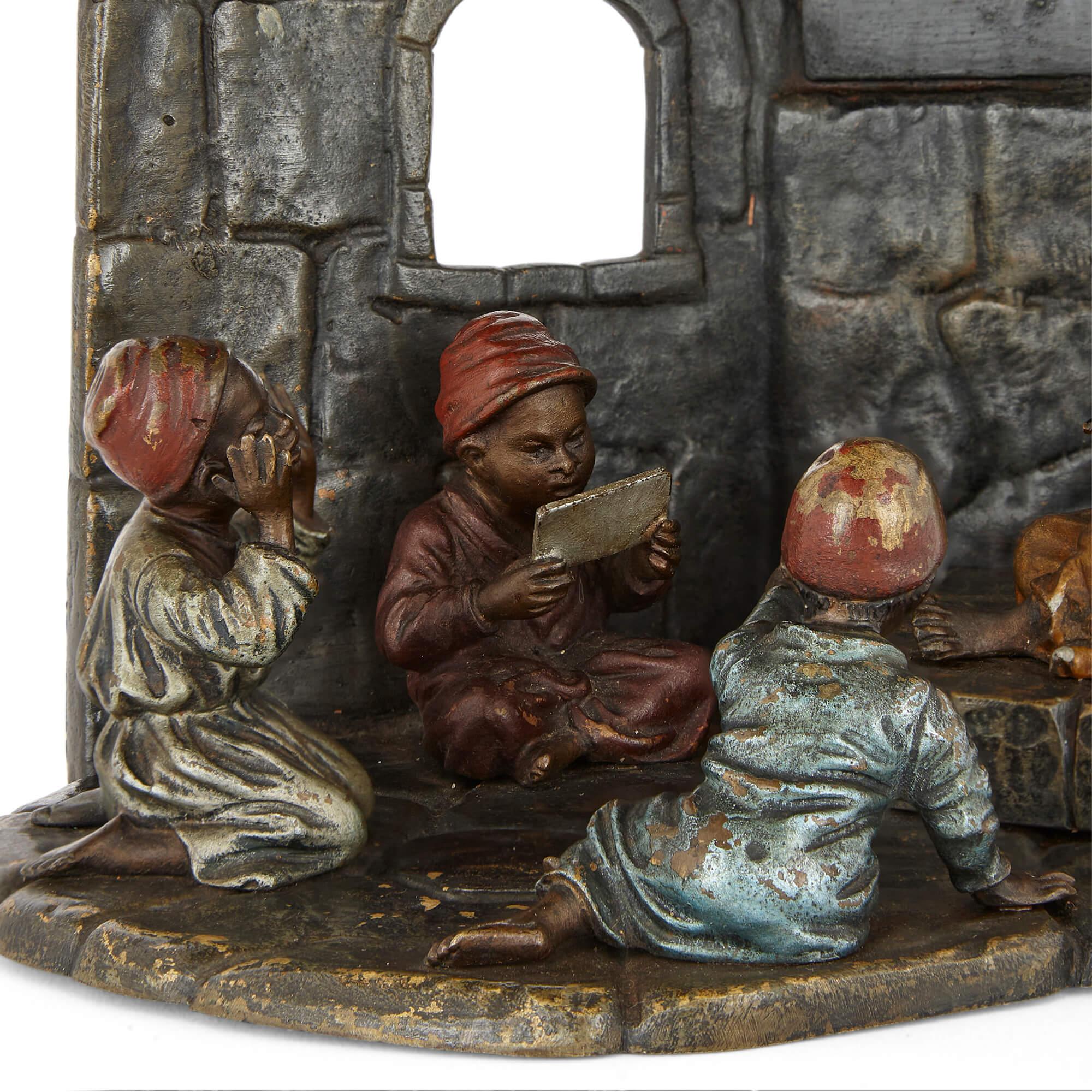 Islamic Antique Austrian Orientalist Cold-Painted Bronze Lamp For Sale