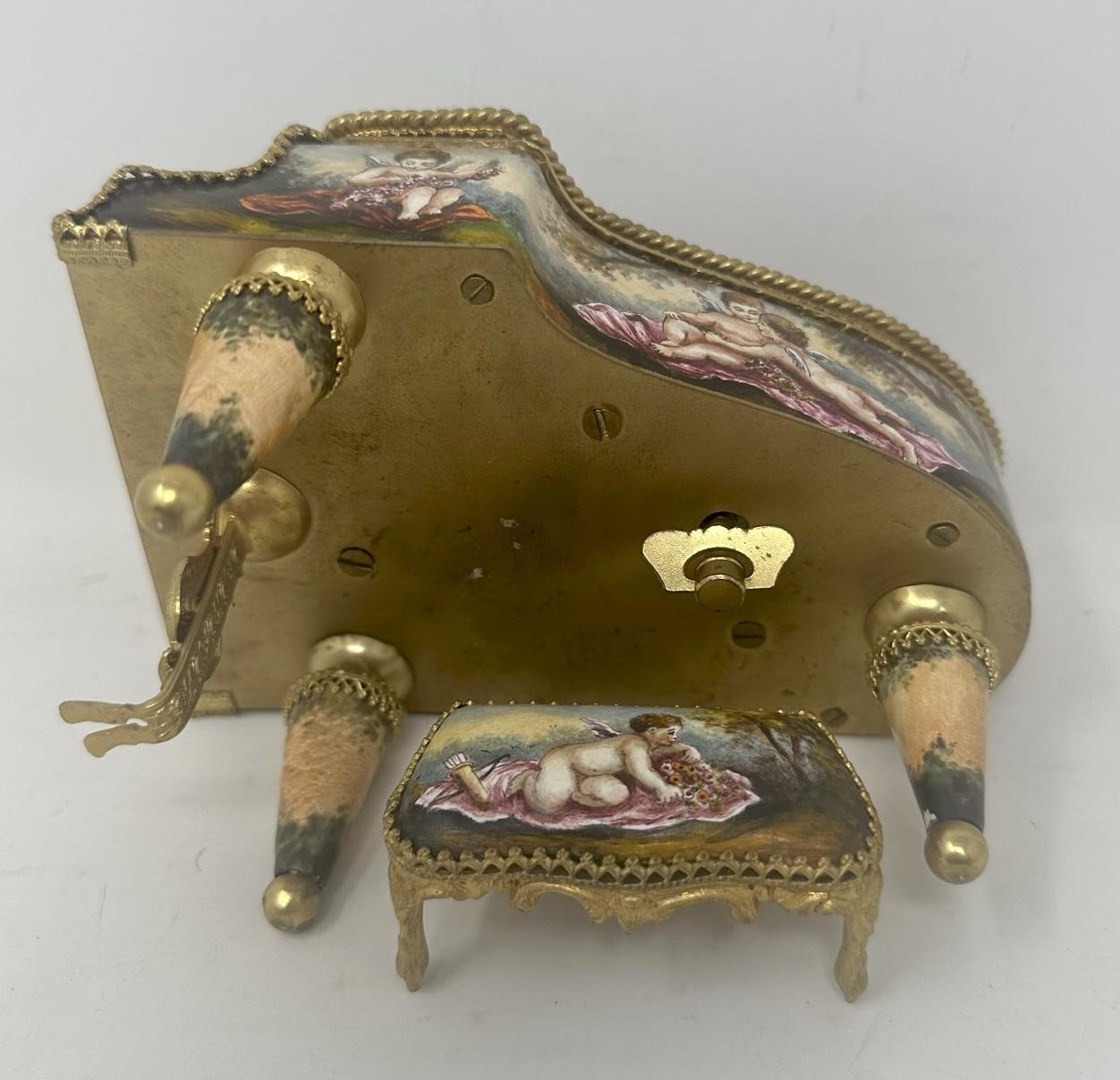 Antique Austrian Ormolu Bronze Enameled Viennese Miniature Musical Piano Casket 2