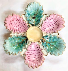 Antique Austrian Oyster Plate Signed "B.S.M" or Becher & Stark, circa 1880-1890
