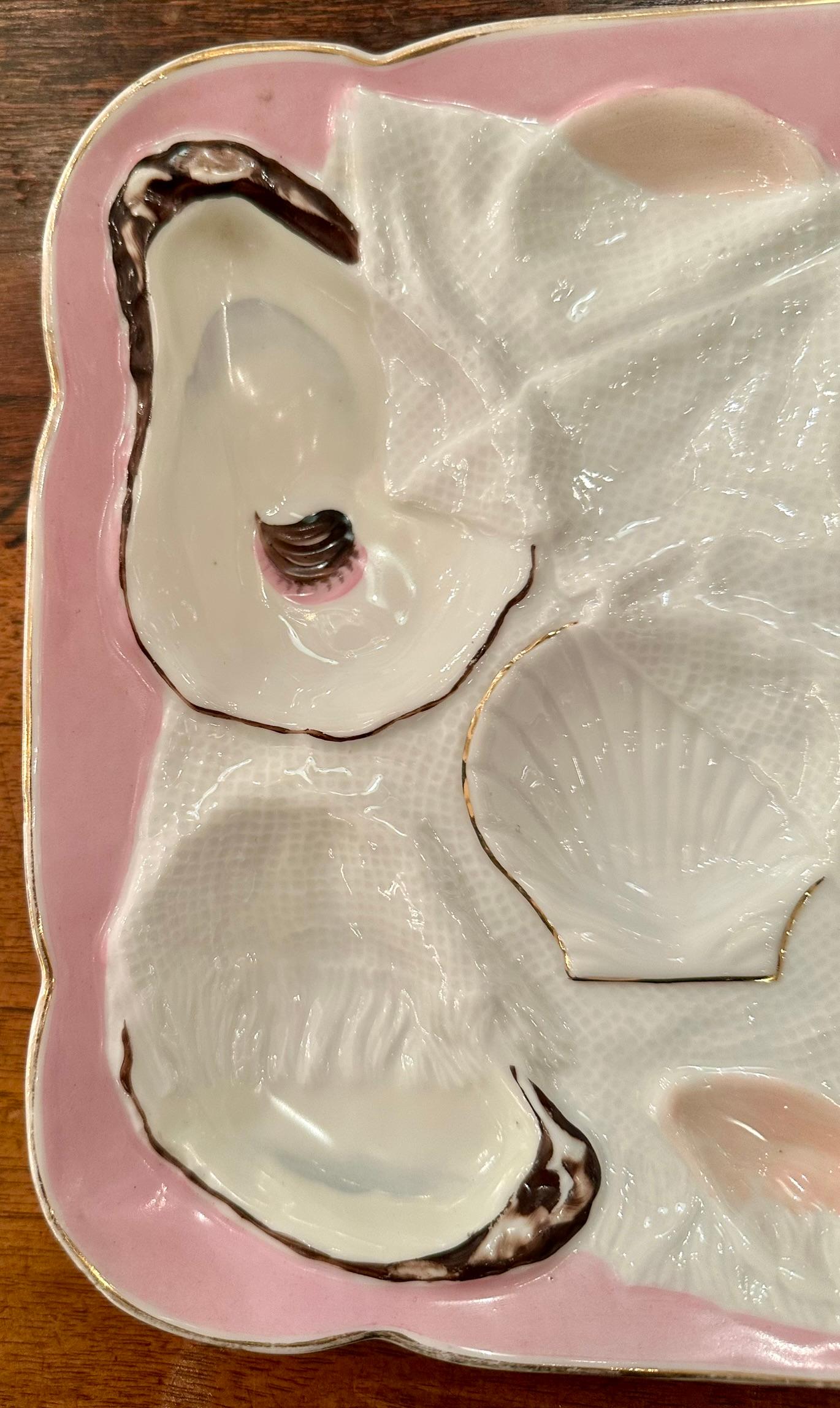 Antike österreichische rosa & weiß bemalte Porzellan 