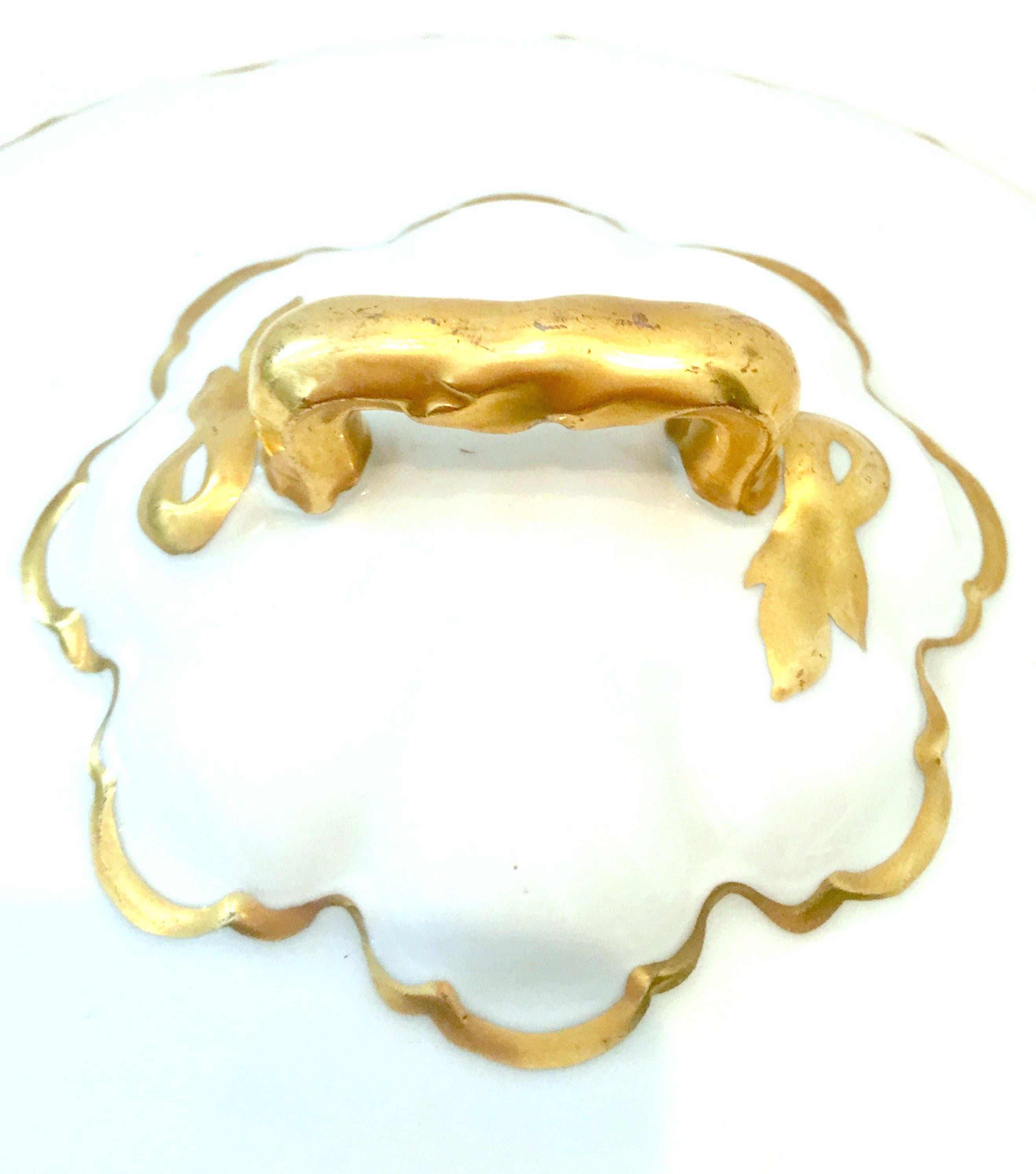 Antique Austrian Porcelain & 22K Gold Lidded Tureen and Large Platter Set of Two For Sale 1