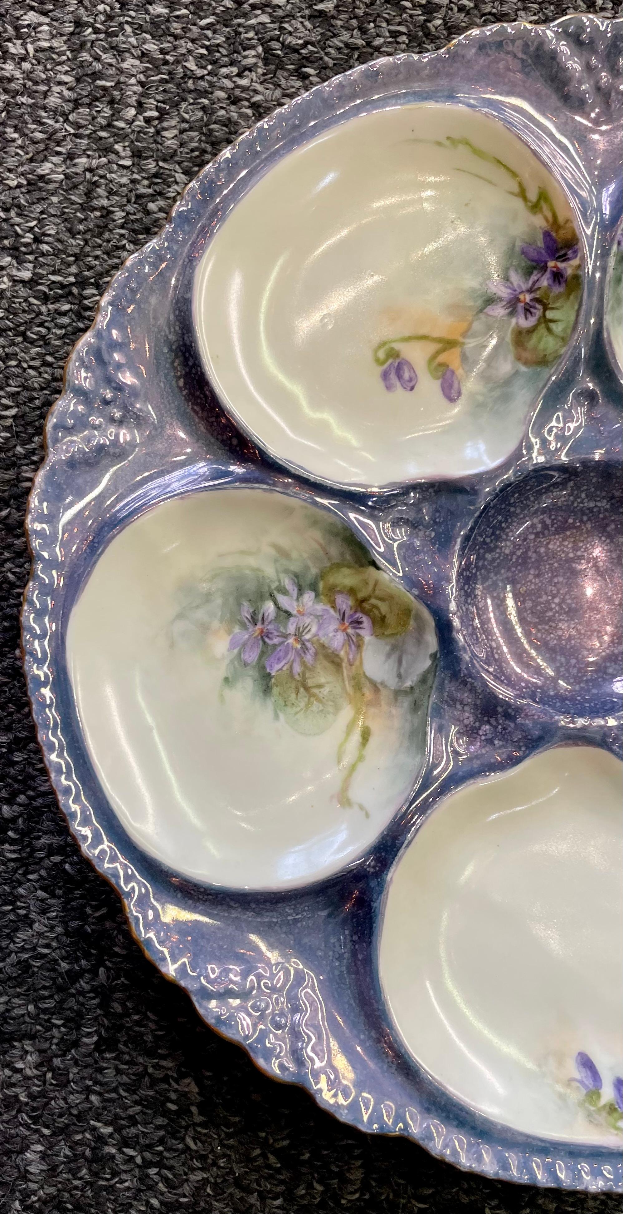 Antique Austrian Porcelain Oyster Plate Signed 