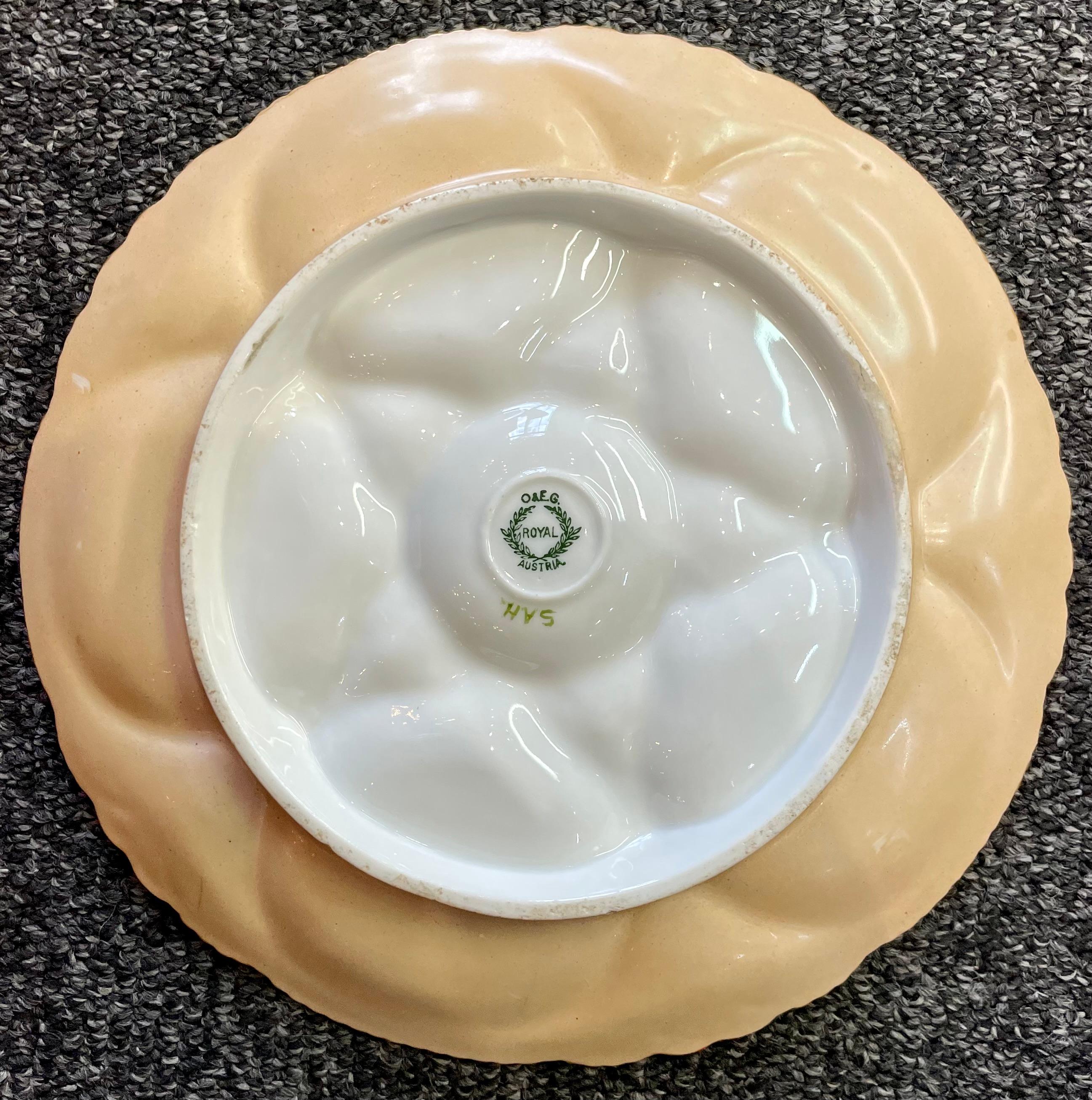 20th Century Antique Austrian Porcelain Oyster Plate Signed 