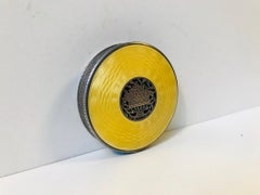 Antique Austrian Powder Compact in Silver and Lemon Enamel Guilloché, circa 1900
