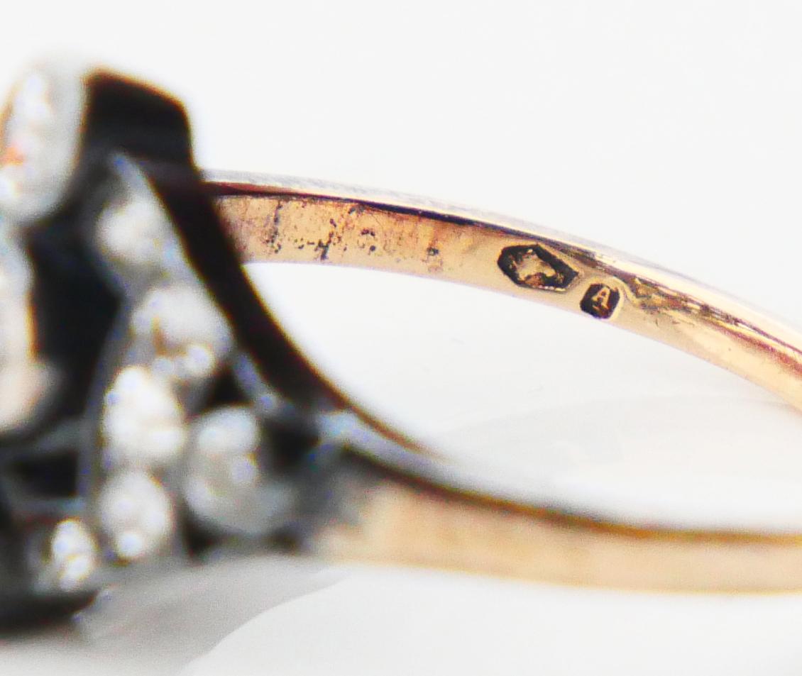 Antique Austrian Ring 1 ctw. Diamonds solid 14K Rose Gold Silver Ø US 6.25/ 3 gr For Sale 7