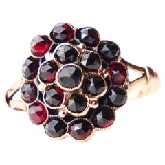 Antique Austrian Ring Garnet solid 14K Rose Gold Ø 7.5 US/ 2 gr