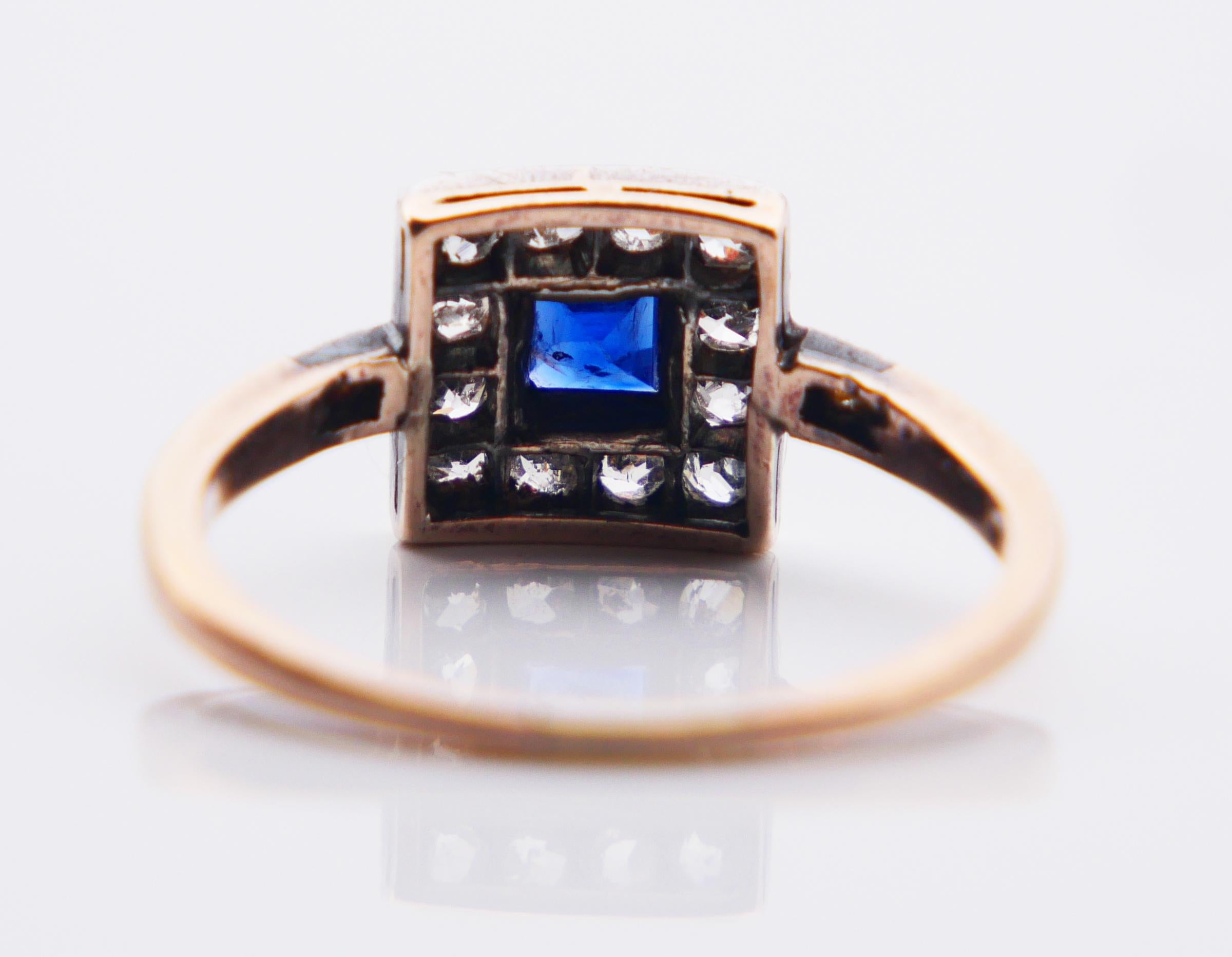 Antique Austrian Ring natural 0.5ct Sapphire 0.8ctw Diamonds 14KGoldØUS8.5/2.6gr For Sale 3