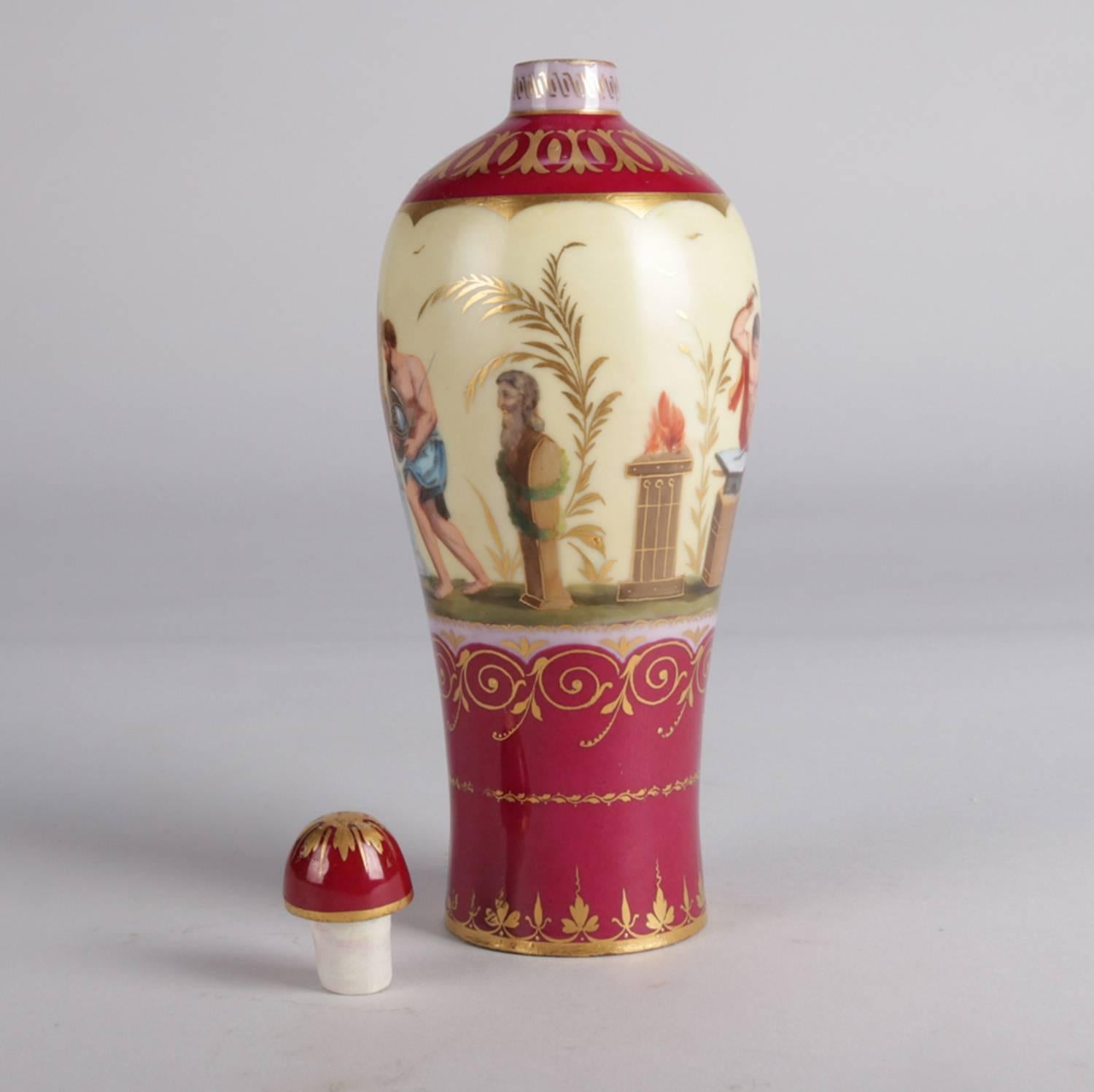 Antique Austrian Royal Vienna Classical Gilt Porcelain Scent Jar Signed Vulcan 2
