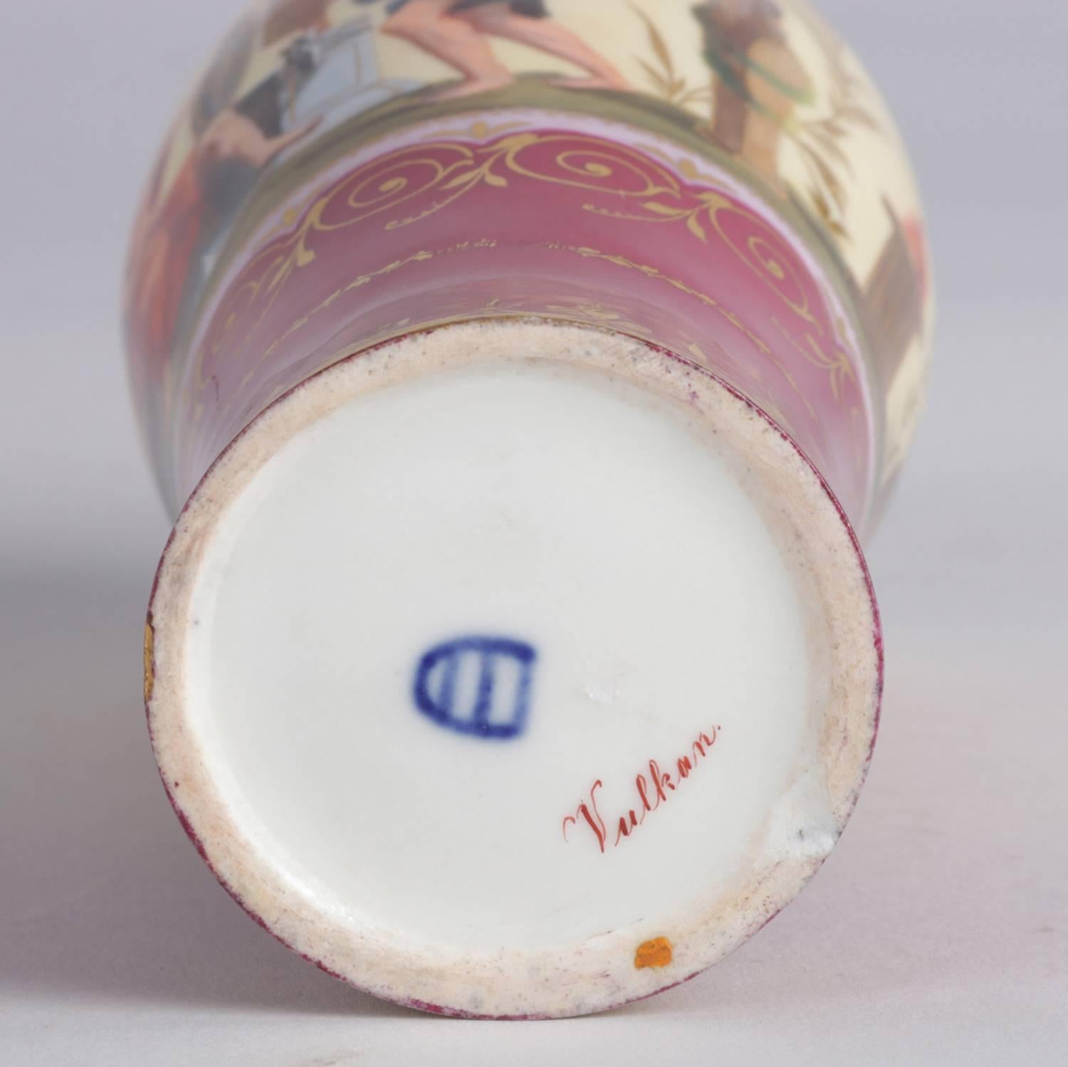 Antique Austrian Royal Vienna Classical Gilt Porcelain Scent Jar Signed Vulcan 3