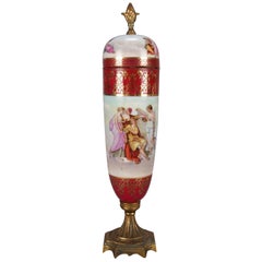 Antique Austrian Royal Vienna Classical Hand Painted and Gilt Porcelain Urn