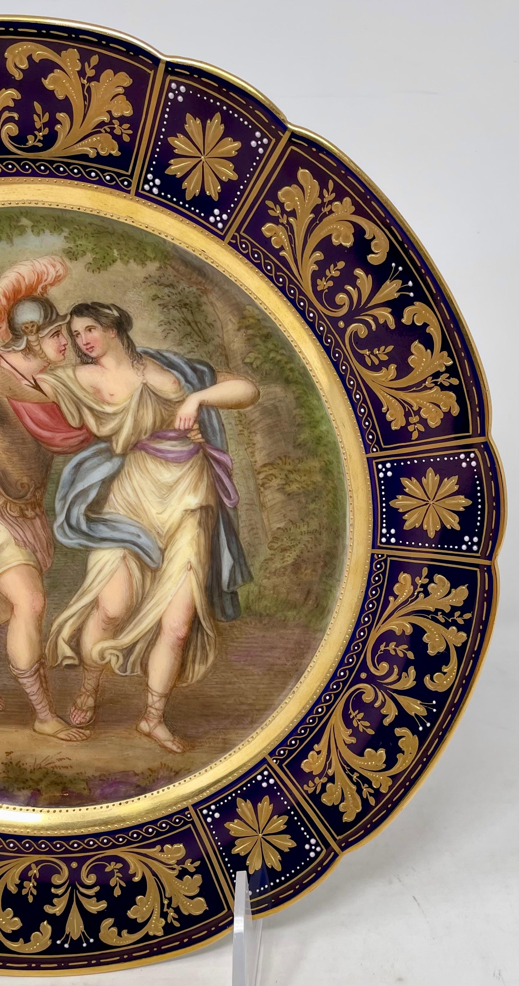 Antique Austrian Royal Vienna Cobalt & Gold Porcelain Mythological Plate Ca 1890 In Good Condition For Sale In New Orleans, LA