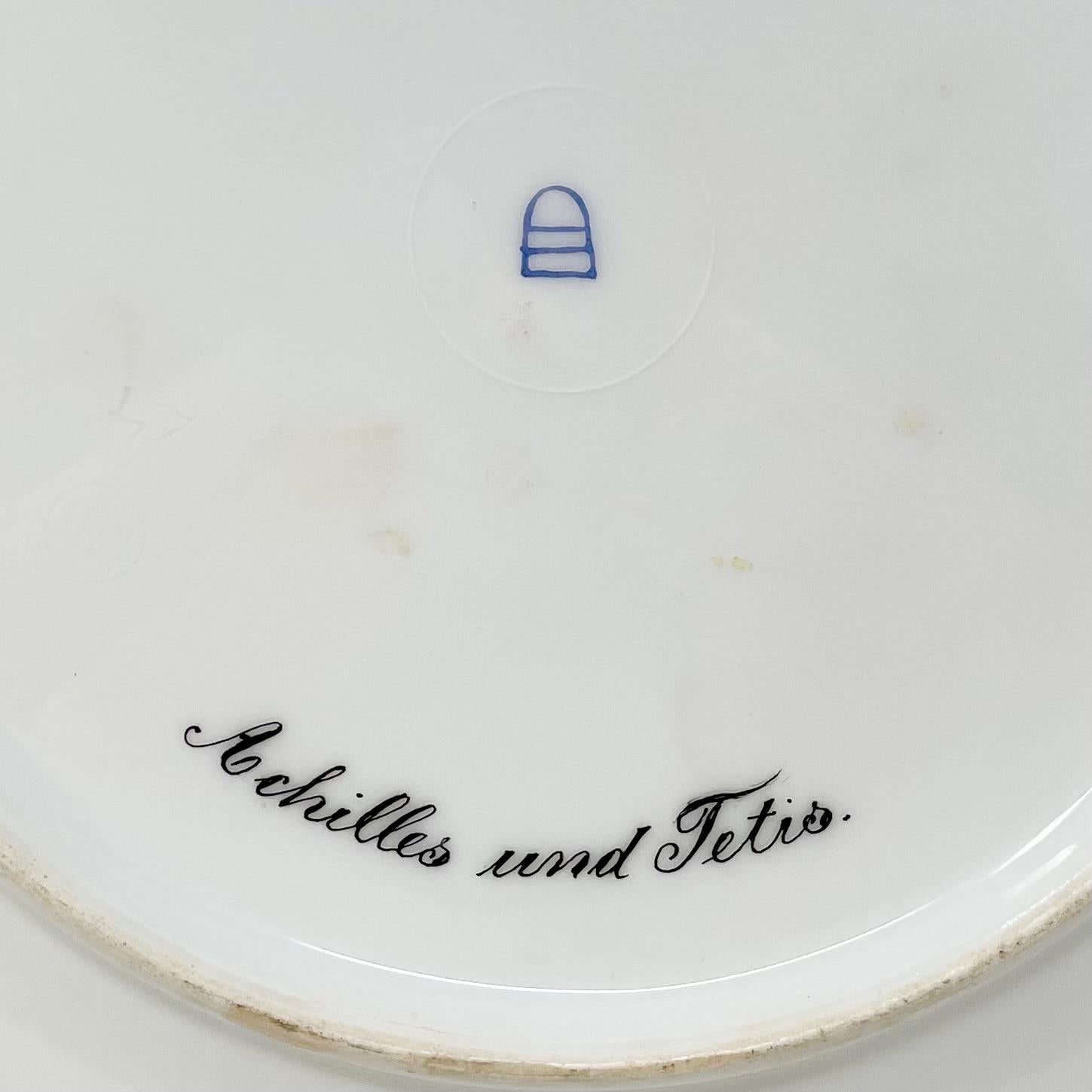 Antique Austrian Royal Vienna Cobalt & Gold Porcelain Mythological Plate Ca 1890 For Sale 3