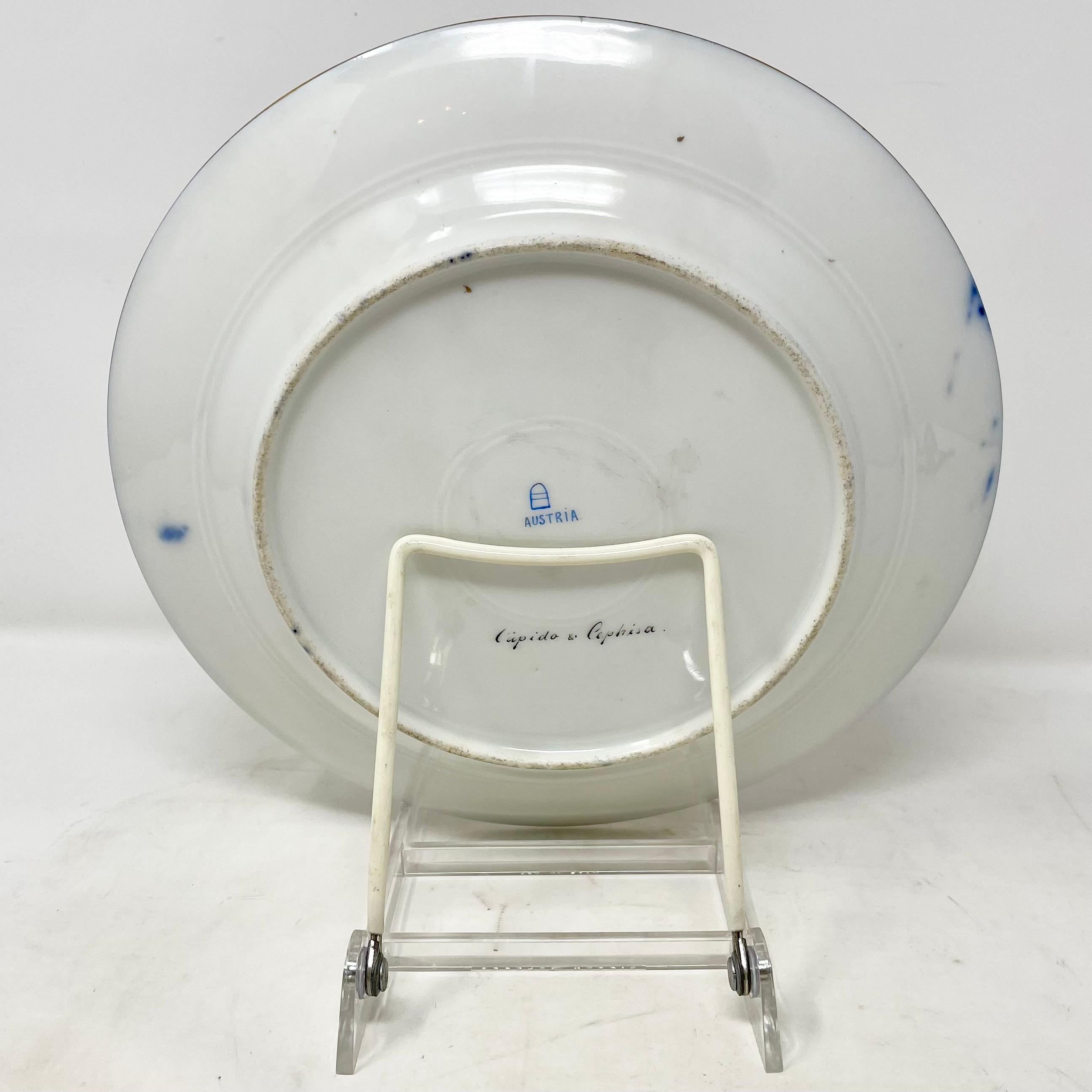 Porcellana Antico piatto in porcellana cobalto e oro della Royal Vienna Porcelain con 