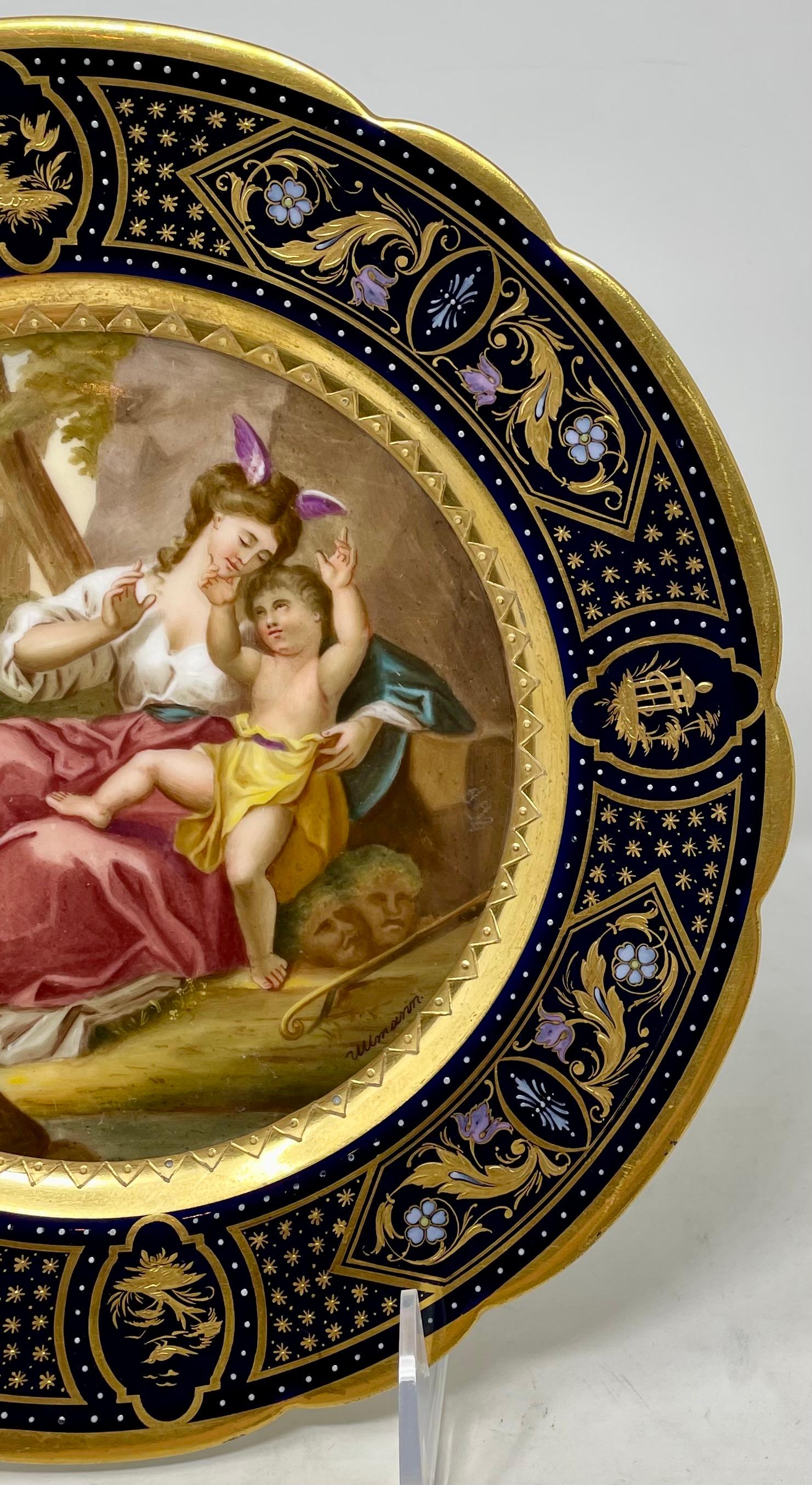 Antiker österreichischer Royal Vienna Cobalt Porcelain Teller mit Shakespeare's Progeny (Österreichisch) im Angebot