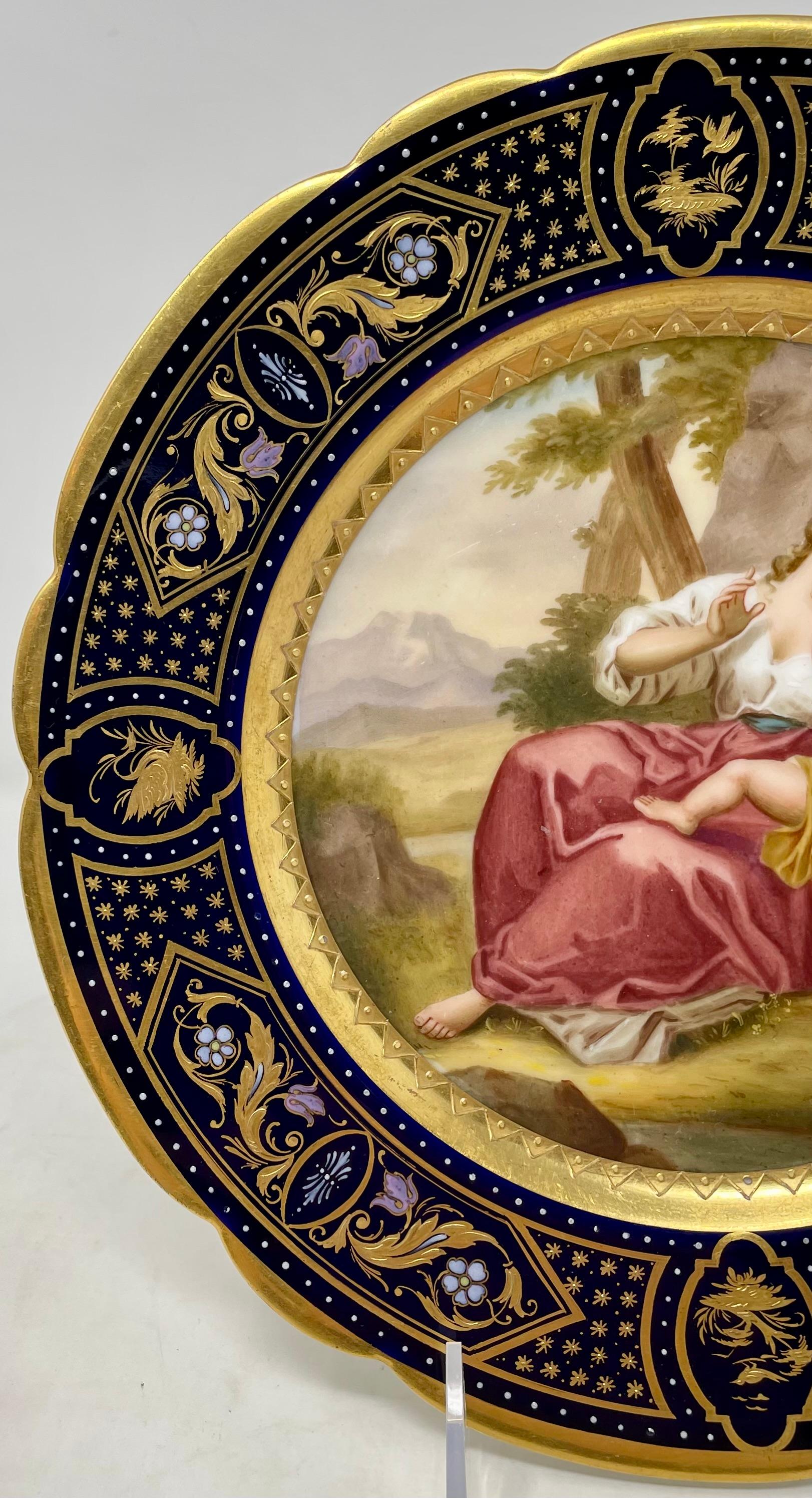 Antiker österreichischer Royal Vienna Cobalt Porcelain Teller mit Shakespeare's Progeny im Zustand „Gut“ im Angebot in New Orleans, LA