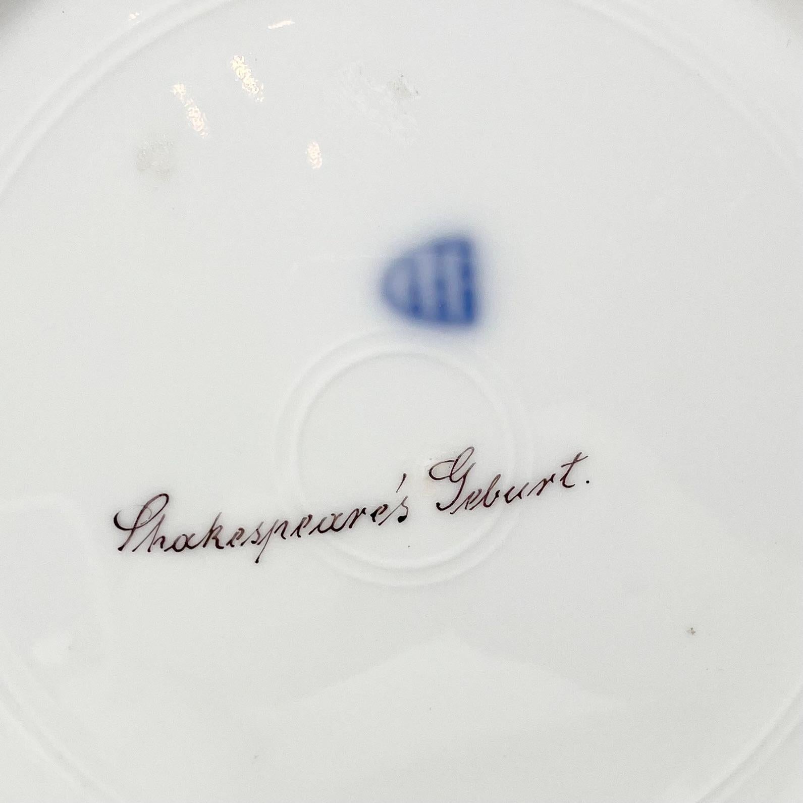 Antiker österreichischer Royal Vienna Cobalt Porcelain Teller mit Shakespeare's Progeny im Angebot 1