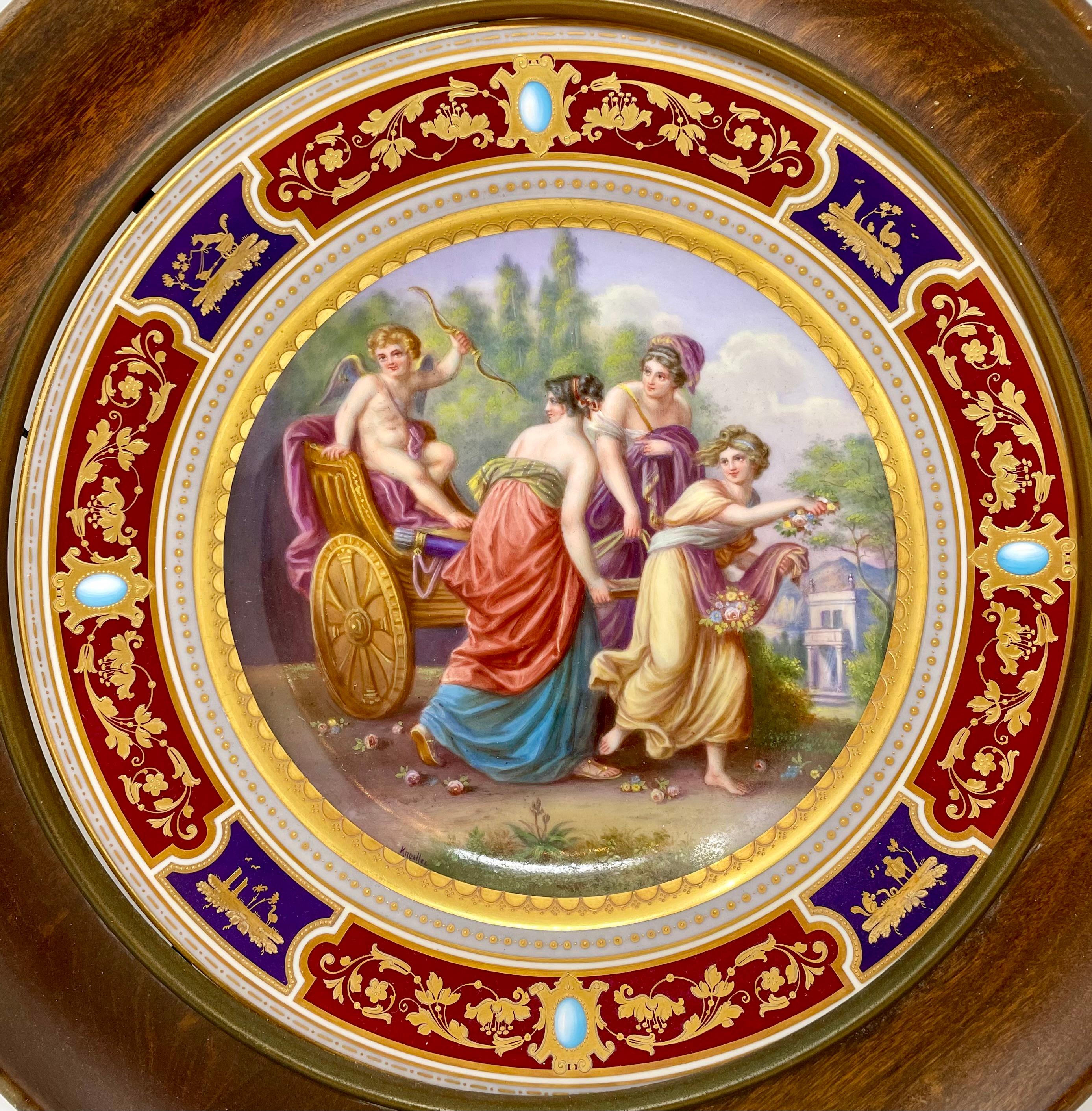 Autrichien Ancienne assiette en porcelaine peinte néo-classique autrichienne 