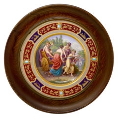 Antiker österreichischer gerahmter, neoklassizistischer, bemalter Porzellanteller „Royal Vienna“-Teller.