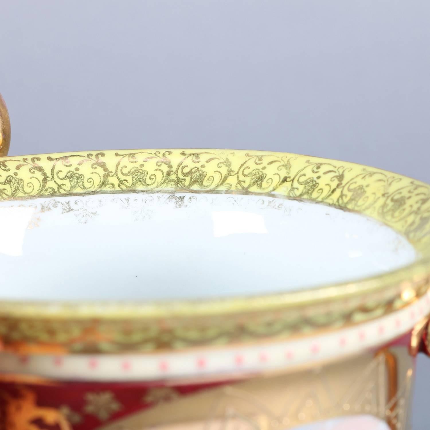 Austrian Royal Vienna Hand-Painted and Gilt 3-Handled Loving Cup, circa 1890 7