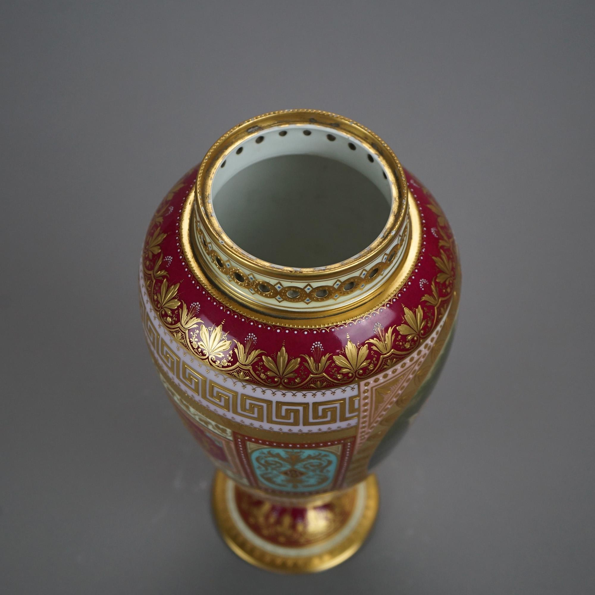 Hand-Painted Antique Austrian Royal Vienna Hand Painted & Enamel Decorated Portrait Urn c1890