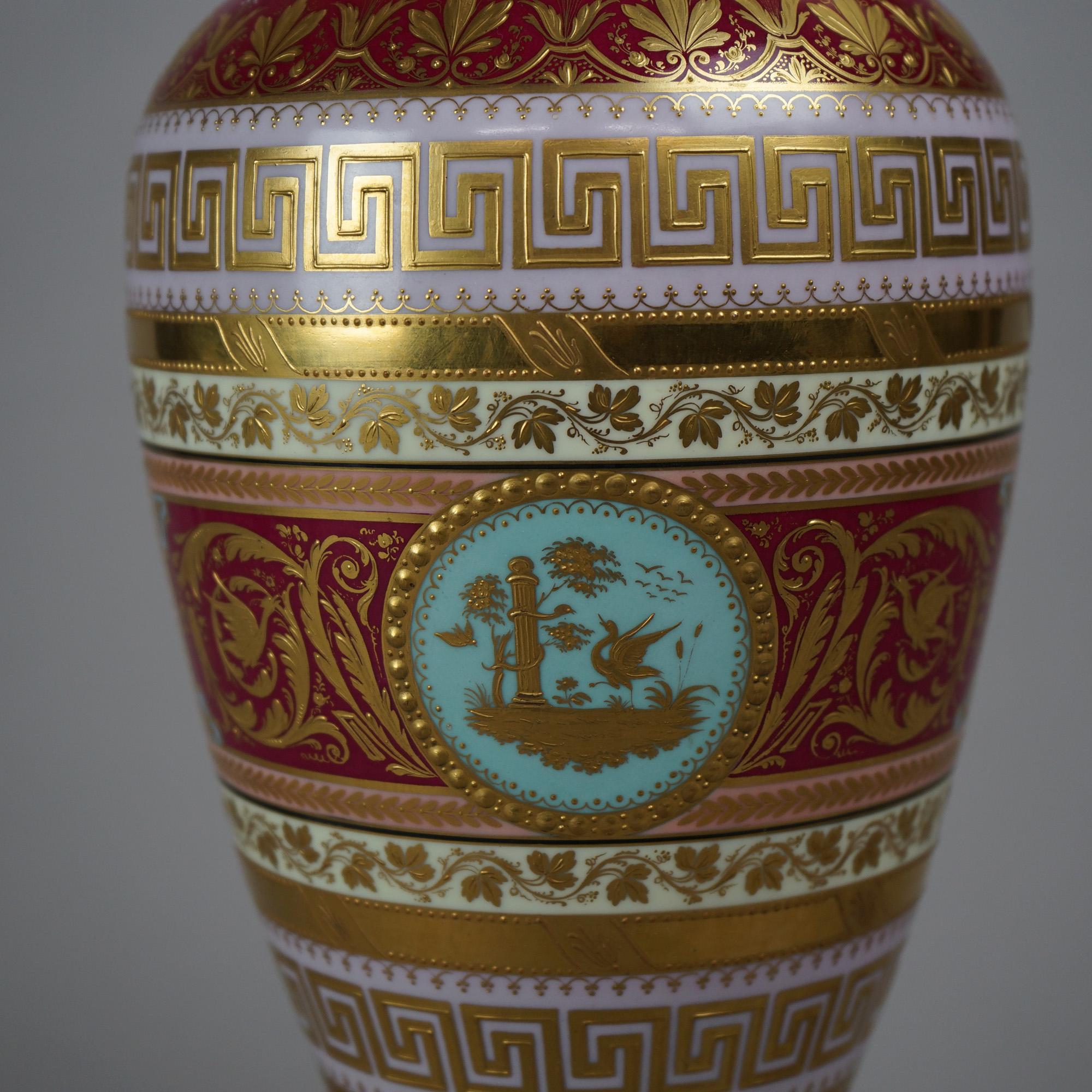 19th Century Antique Austrian Royal Vienna Hand Painted & Enamel Decorated Portrait Urn c1890