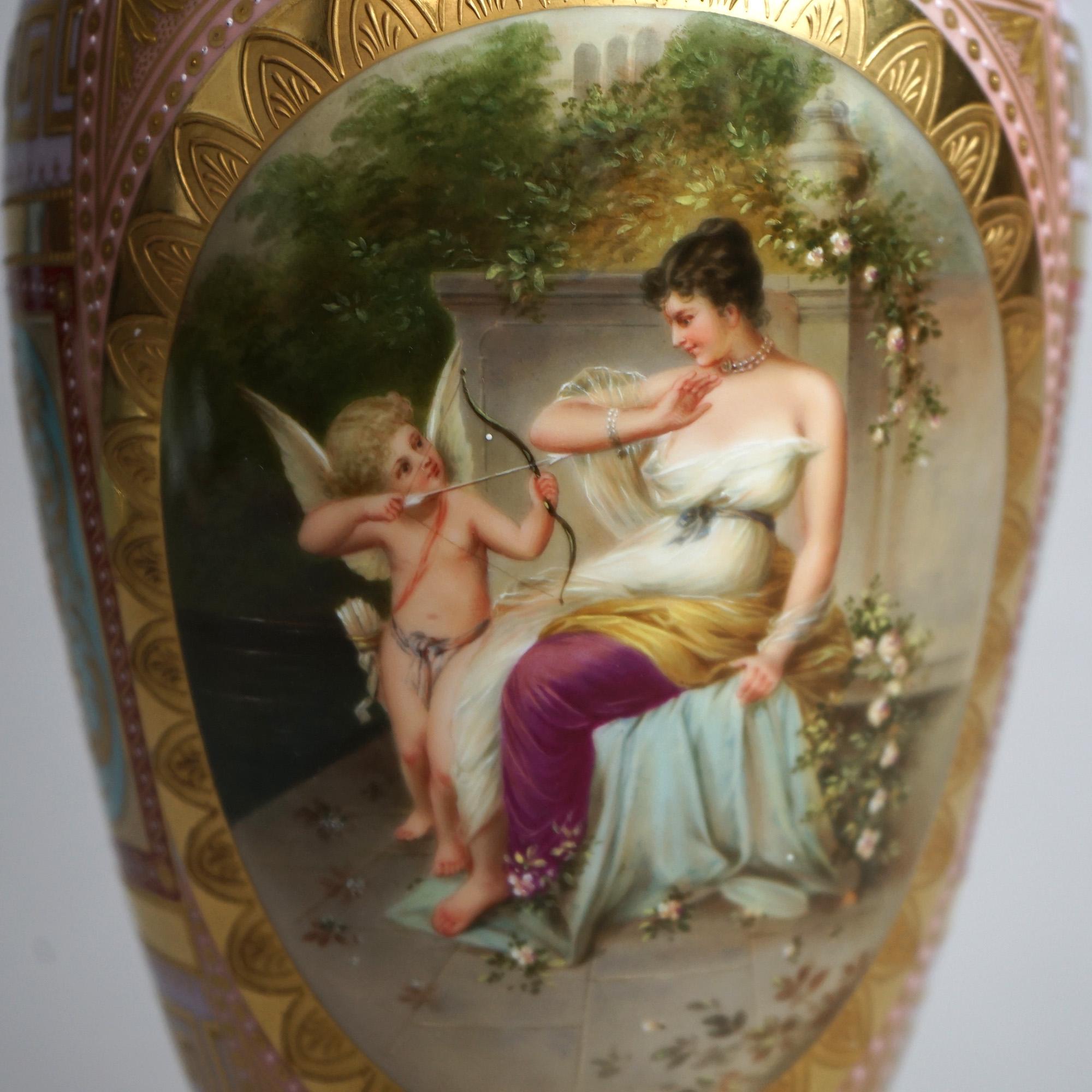 Antique Austrian Royal Vienna Hand Painted & Enamel Decorated Portrait Urn c1890 1