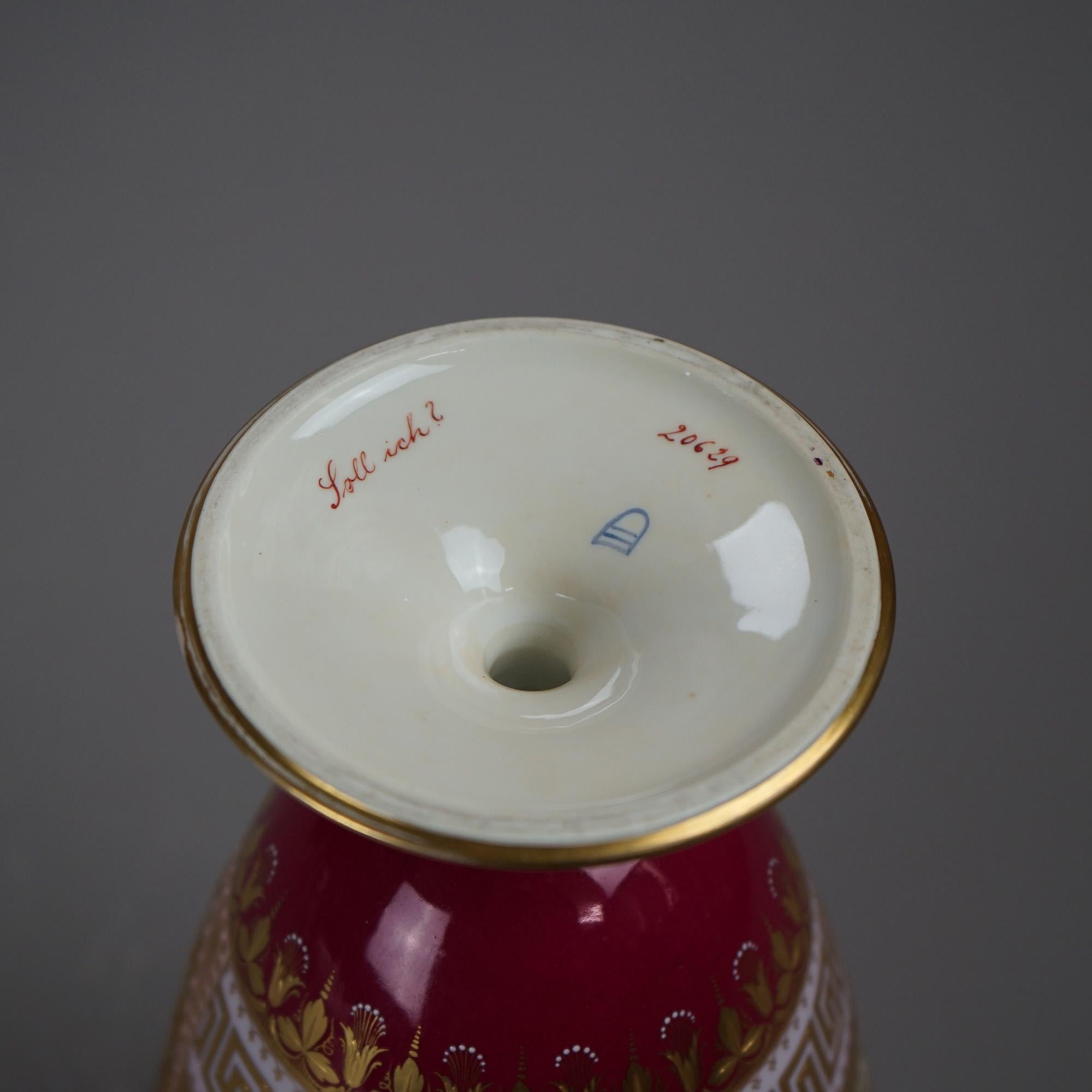 Antique Austrian Royal Vienna Hand Painted & Enamel Decorated Portrait Urn c1890 3