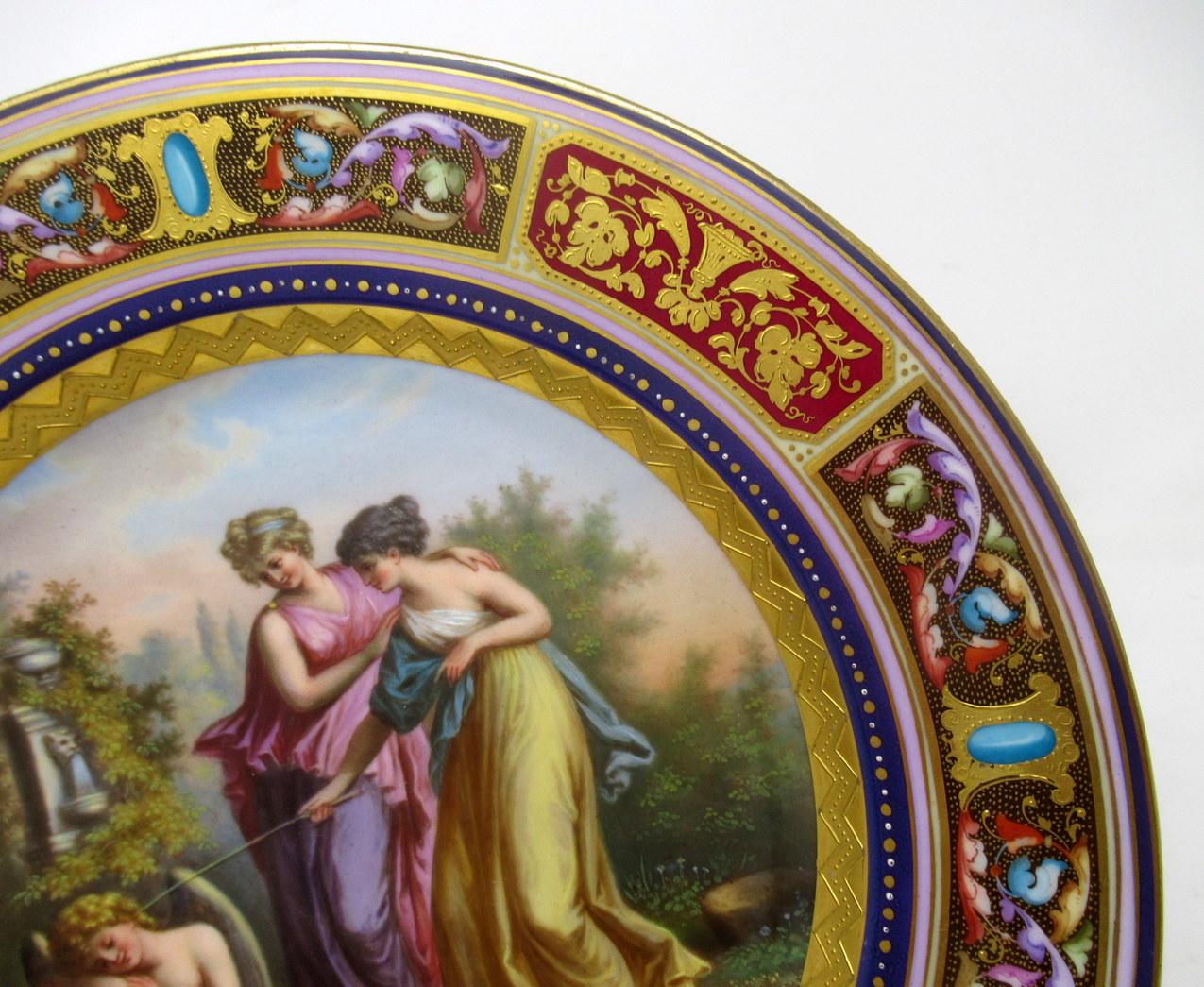 Victorian Antique Austrian Royal Vienna Mythological Porcelain Hand Painted Cabinet Plate For Sale