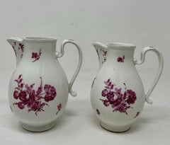 Antique Austrian Royal Vienna Porcelain Cream Milk Jug Pitchers Puce Burgundy