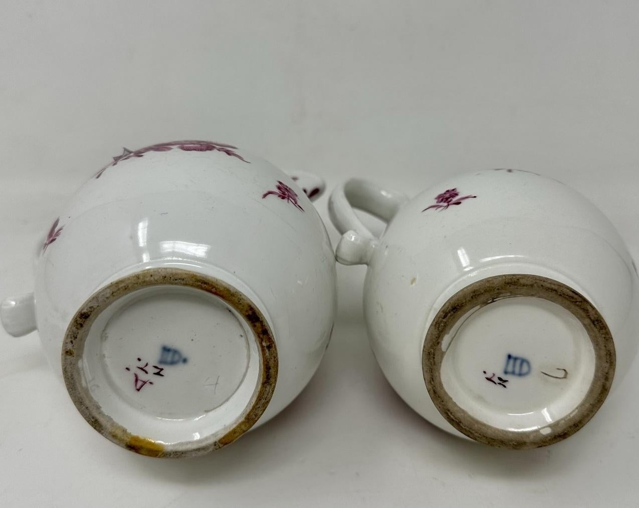 Antique Austrian Royal Vienna Porcelain Cream Milk Jug Pitchers Puce Burgundy For Sale 1