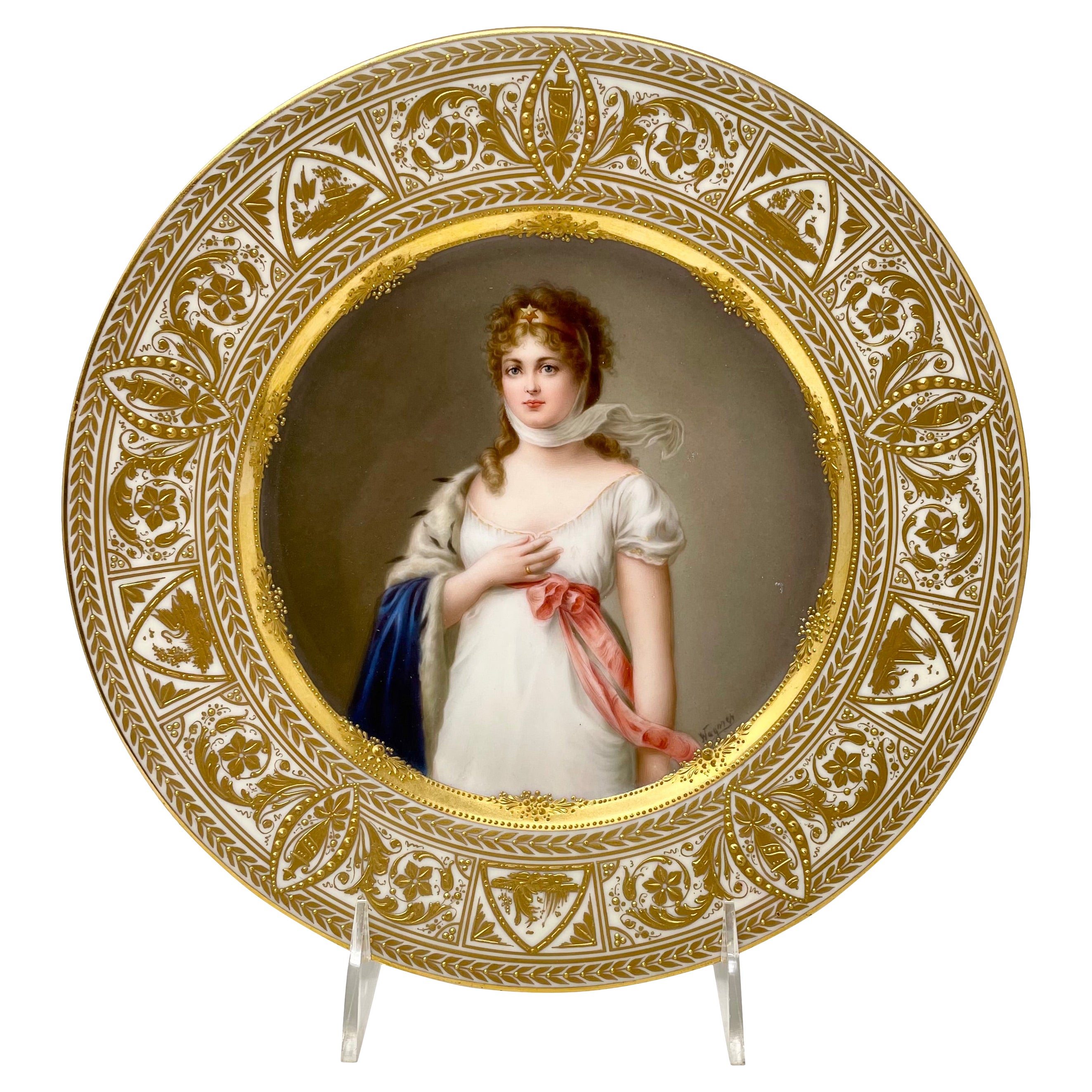 Antiker österreichischer Royal Vienna Porcelain Goldener Teller der Königin Louise von Preußen. im Angebot