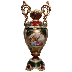 Antique Austrian Royal Vienna Porcelain Pictorial Urn, circa 1890