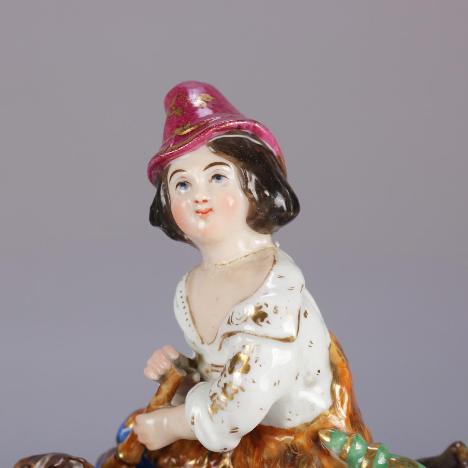 Antique Austrian Royal Vienna School Figural Hand Painted & Gilt Old Paris Clock 4