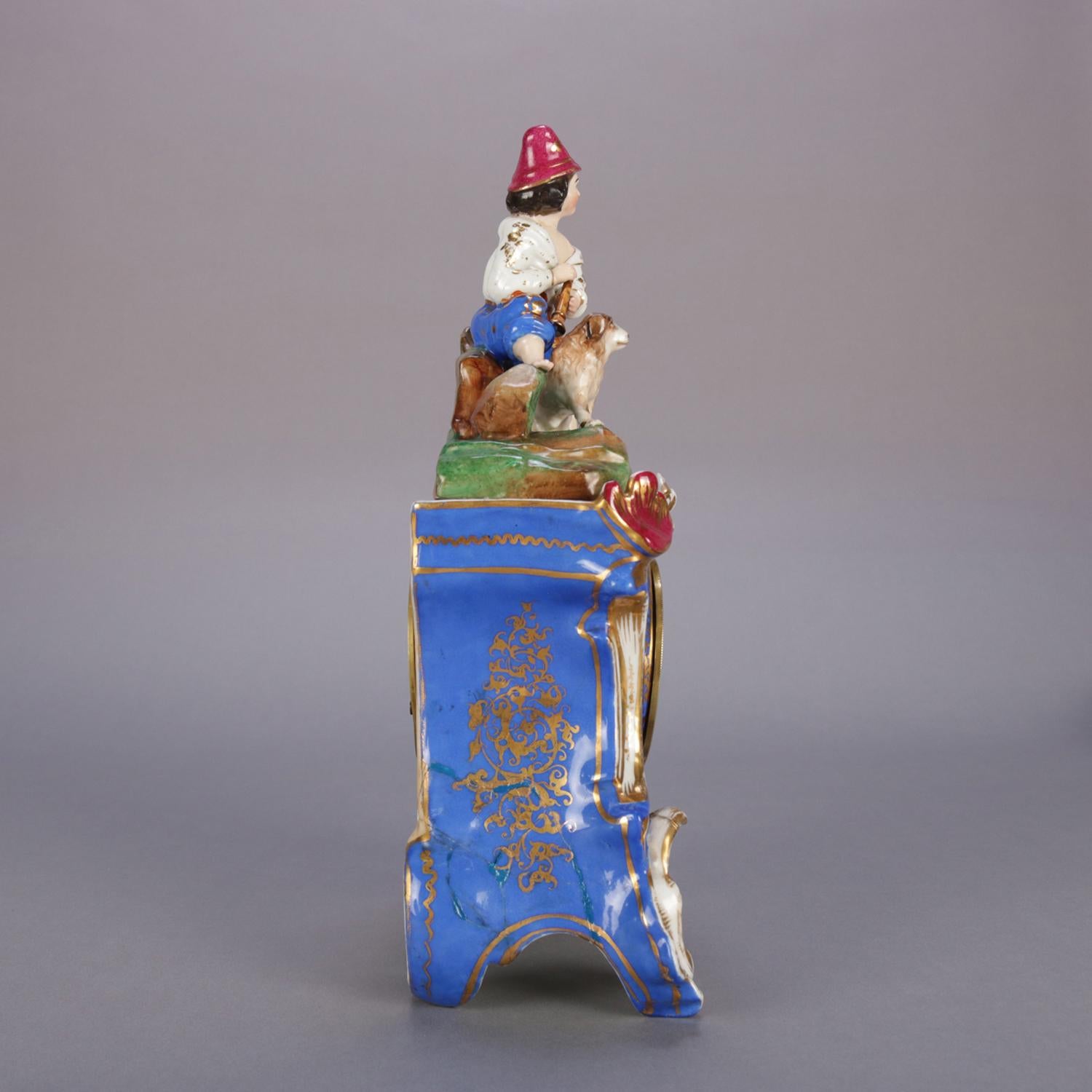 19th Century Antique Austrian Royal Vienna School Figural Hand Painted & Gilt Old Paris Clock