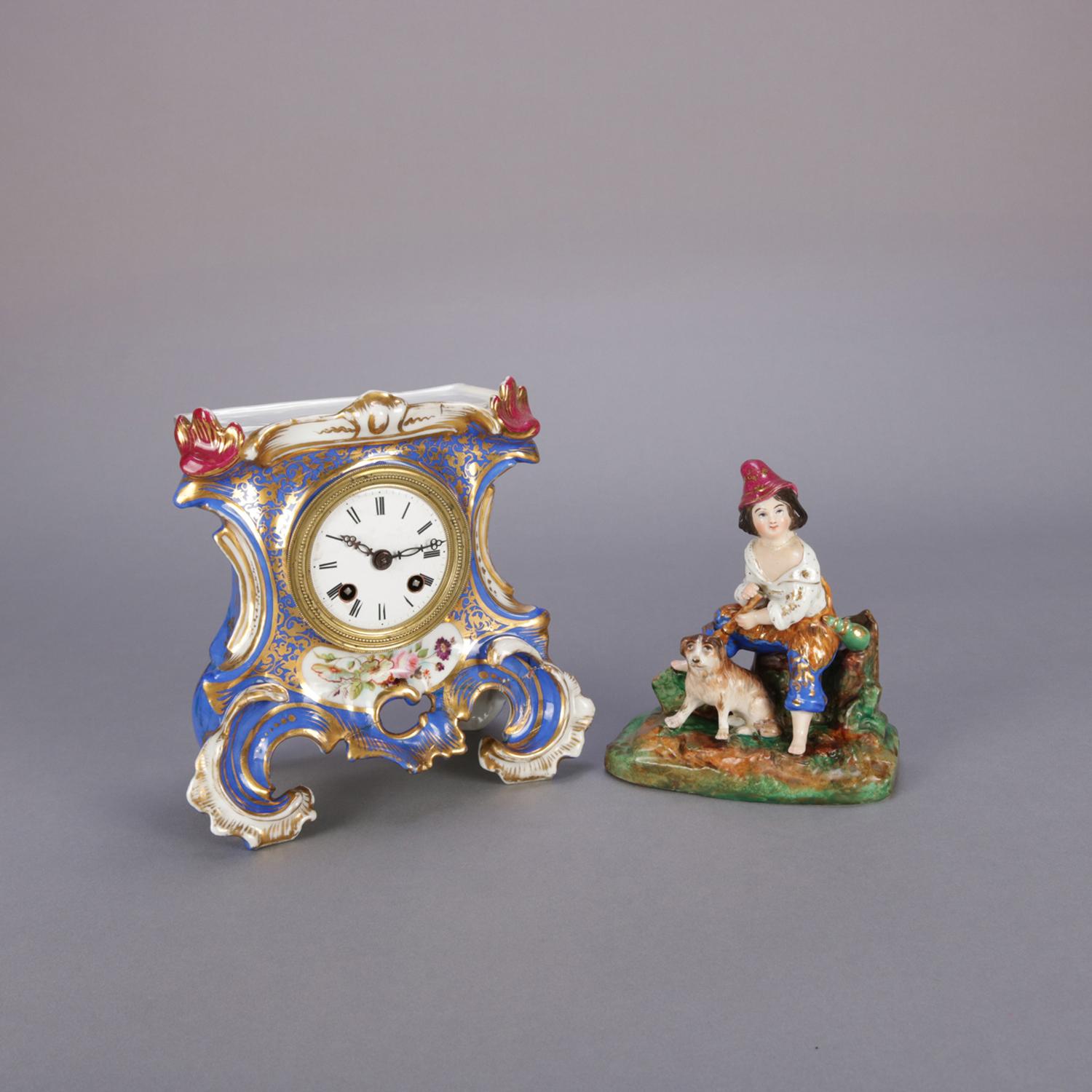 Porcelain Antique Austrian Royal Vienna School Figural Hand Painted & Gilt Old Paris Clock