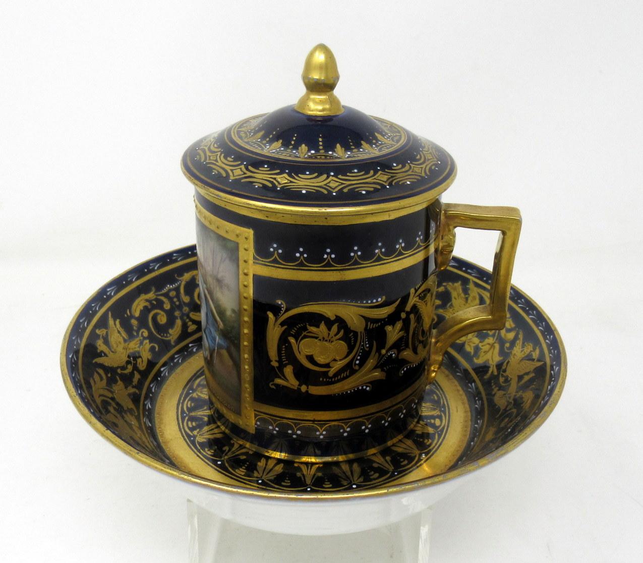 cobalt blue tea cup and saucer
