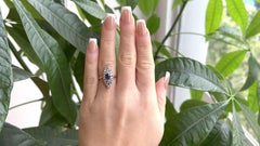 Antique Austrian Sapphire Diamond 14 Karat Gold Navette Ring
