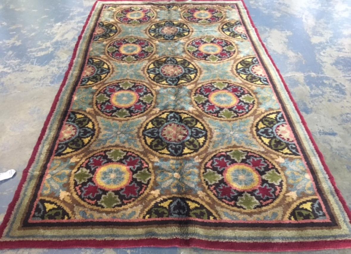 Vienna Secession Antique Austrian Savonnerie Arts and Crafts Viennese Secession Rug c. 1890s For Sale