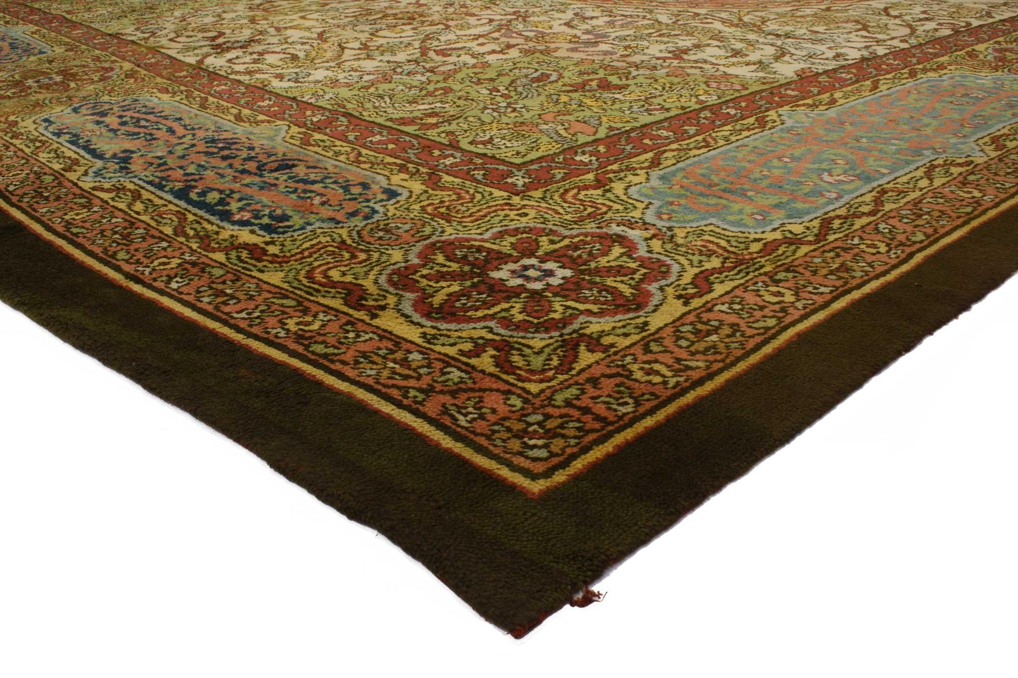 Aubusson Antique Austrian Savonnerie Mythical Hunting Rug, Viennese Garden of Beasts For Sale