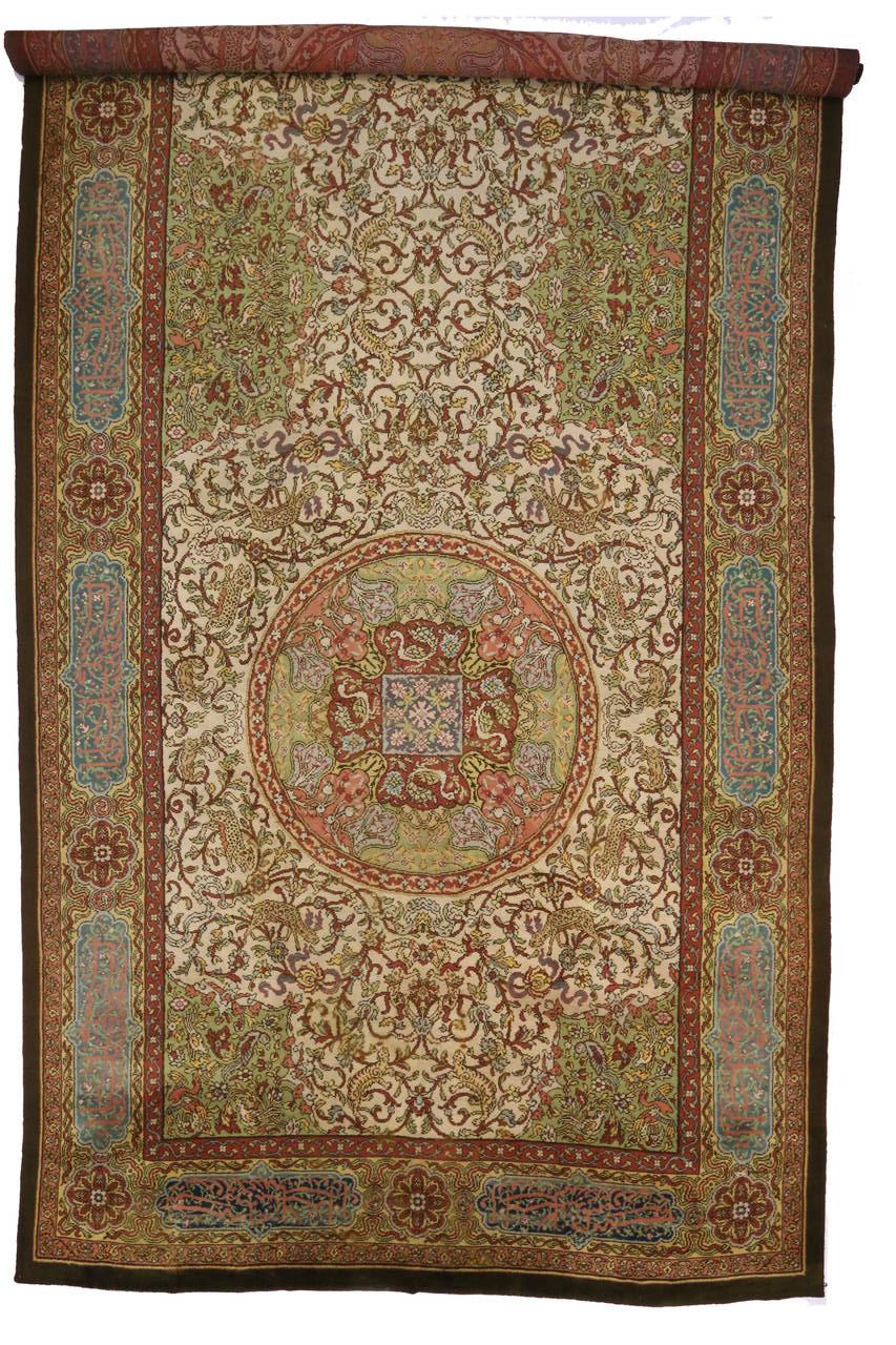 20th Century Oversized Antique Austrian Savonnerie Rug, Hotel Lobby Size Carpet For Sale