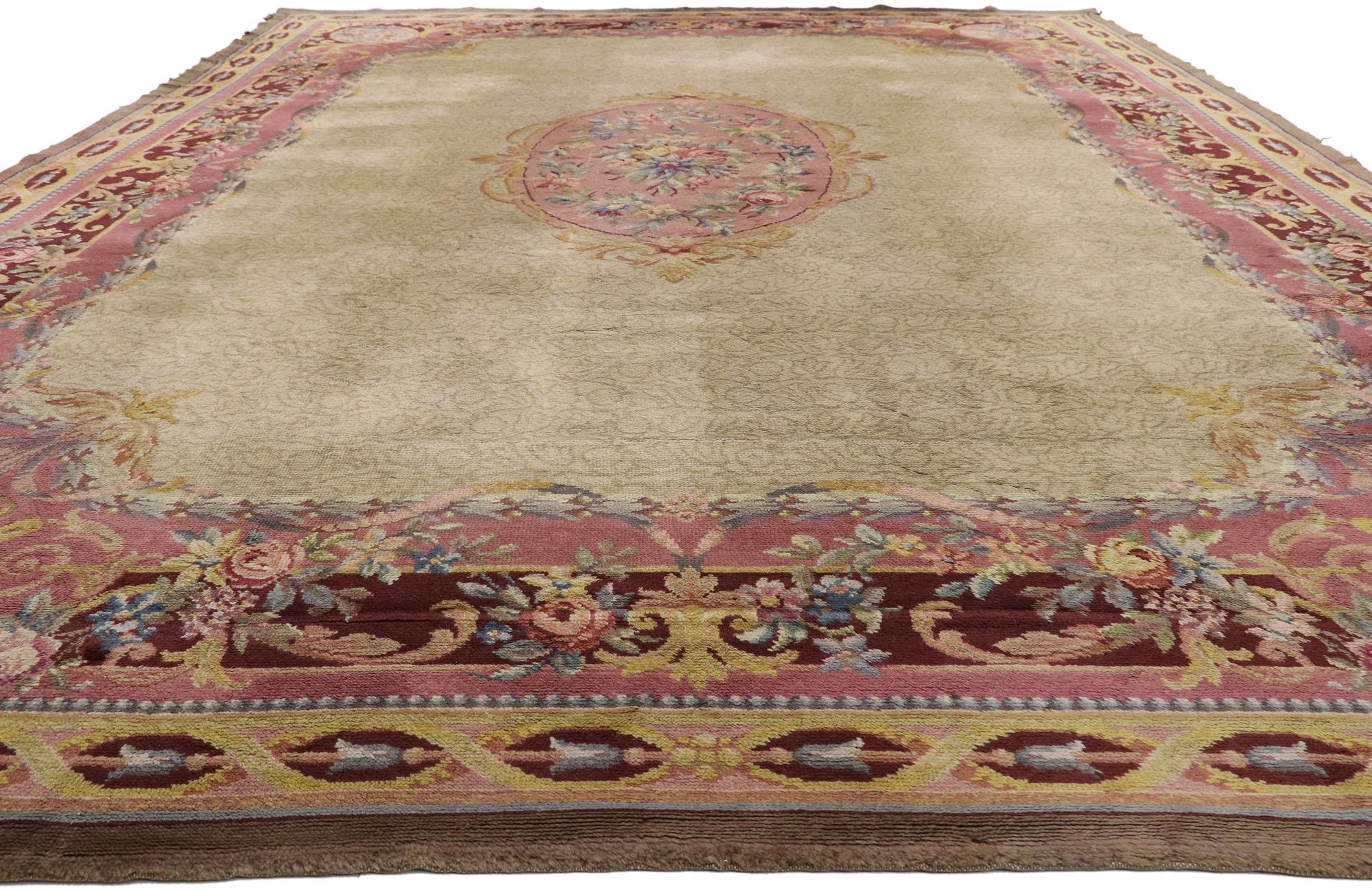 Aubusson Antique Austrian Savonnerie Palace Size Rug with Louis XV Rococo Style