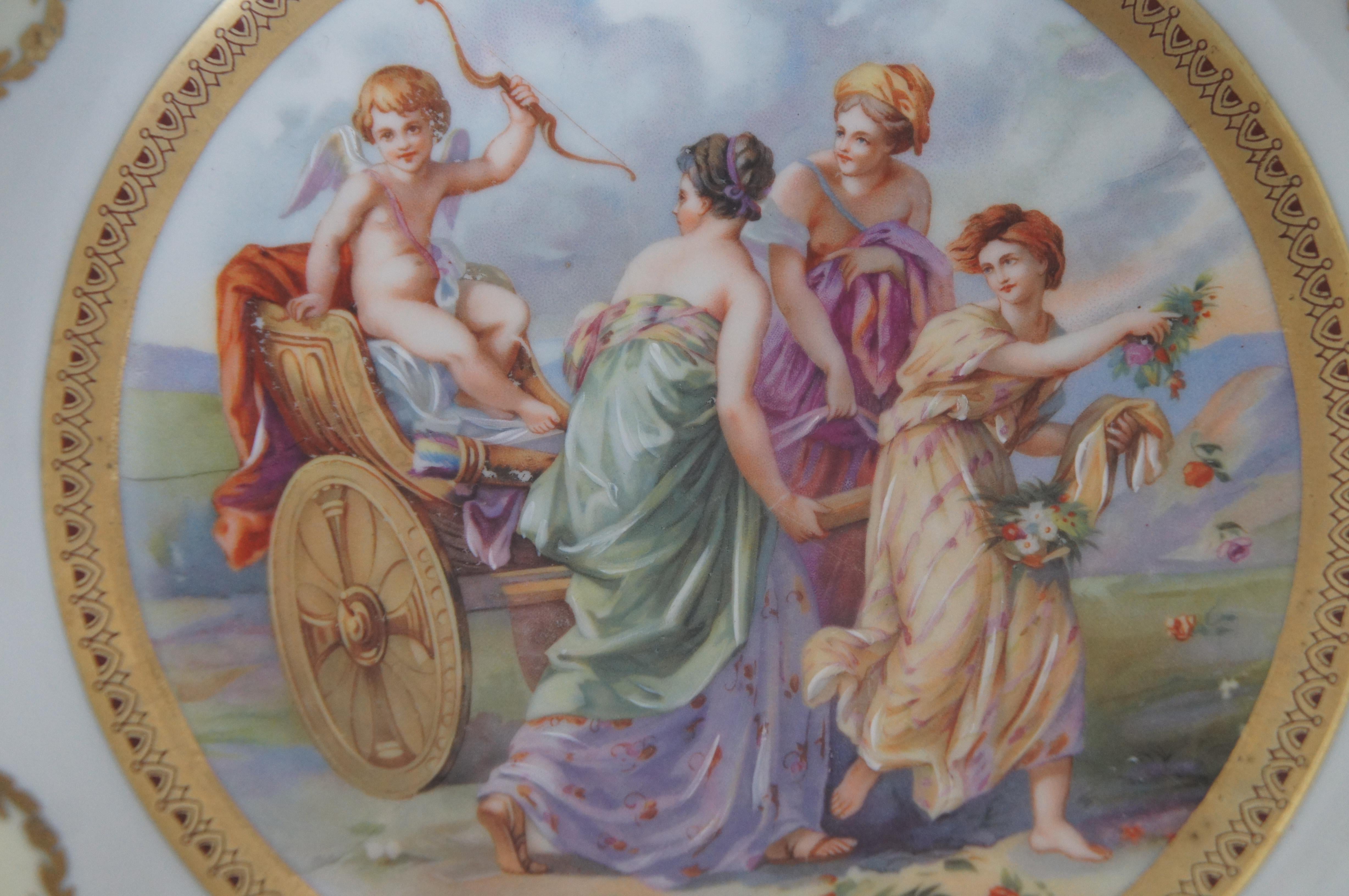 Antike österreichische neoklassizistische Cherub Chariot-Porzellanschale mit Wellenschliff 11