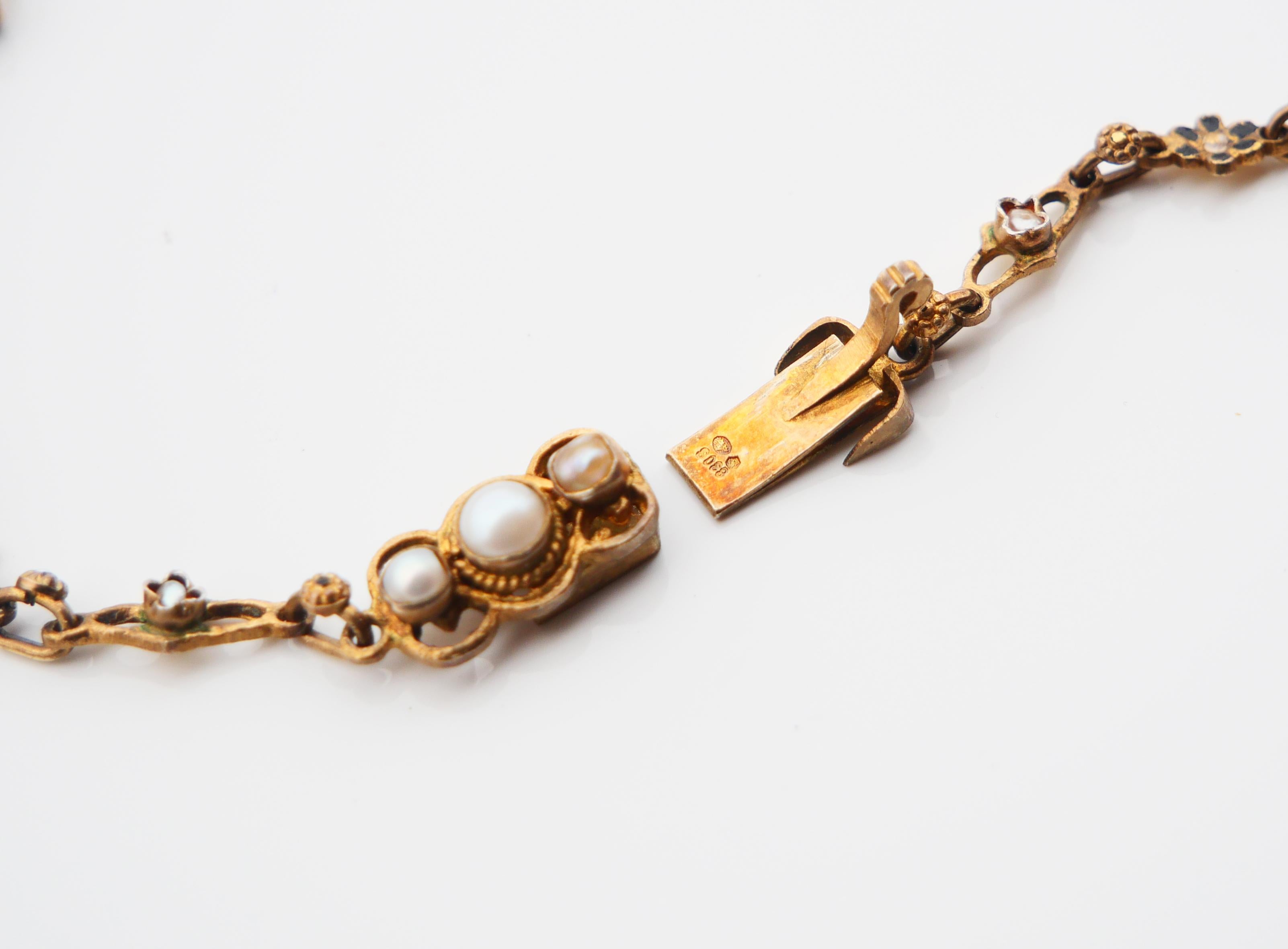 Ensemble autrichien ancien naturel 12 ctw. Emerald Seed Pearls Gilt Silver / 55.7gr en vente 4