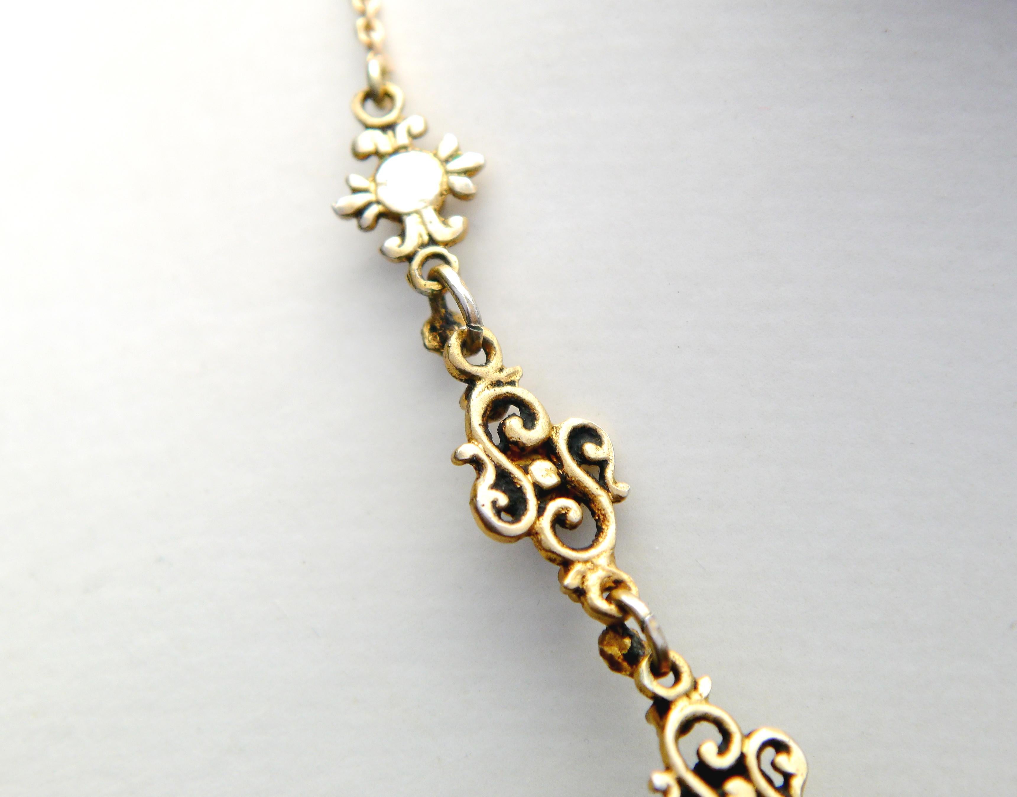 Antike österreichische Halskette + Ohrringe Citrinen Perlen Silber 18K Gold/27,7gr im Angebot 12