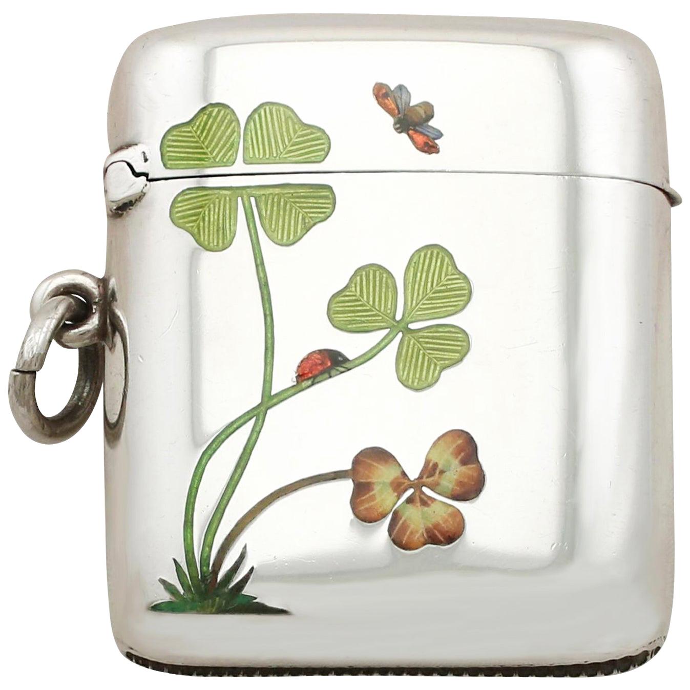 Antique Austrian Silver and Enamel Vesta Case