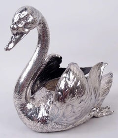 Antico cigno da centrotavola in argento austriaco
